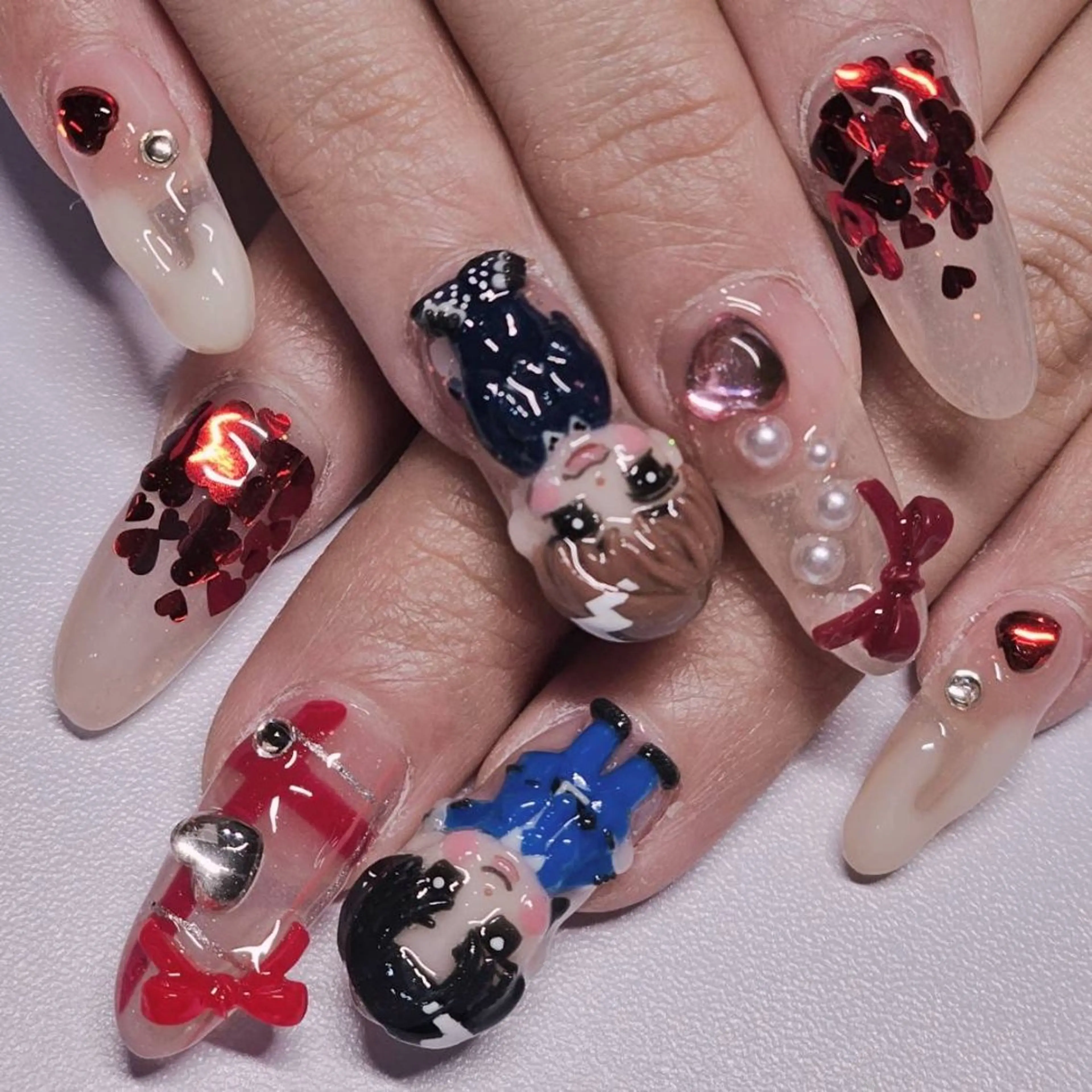 ネイル アートネイル ハート ワンカラーネイル リボン ハンドネイル よしだ ひろきのネイルデザイン