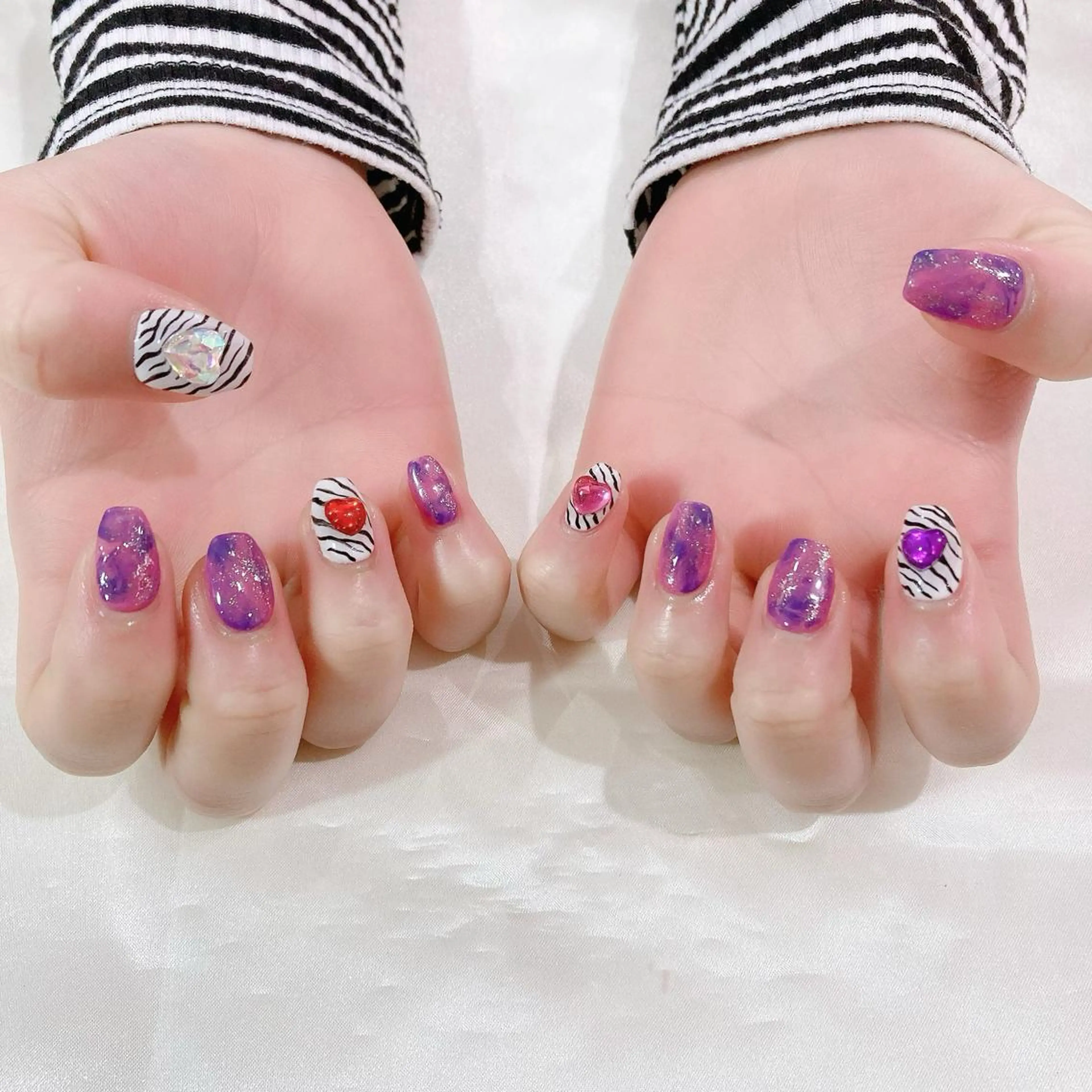 ネイル アニマル柄 入学式 ジェルネイル 卒業式 大理石ネイル(マーブル) ハンドネイル Nail Kのネイルデザイン