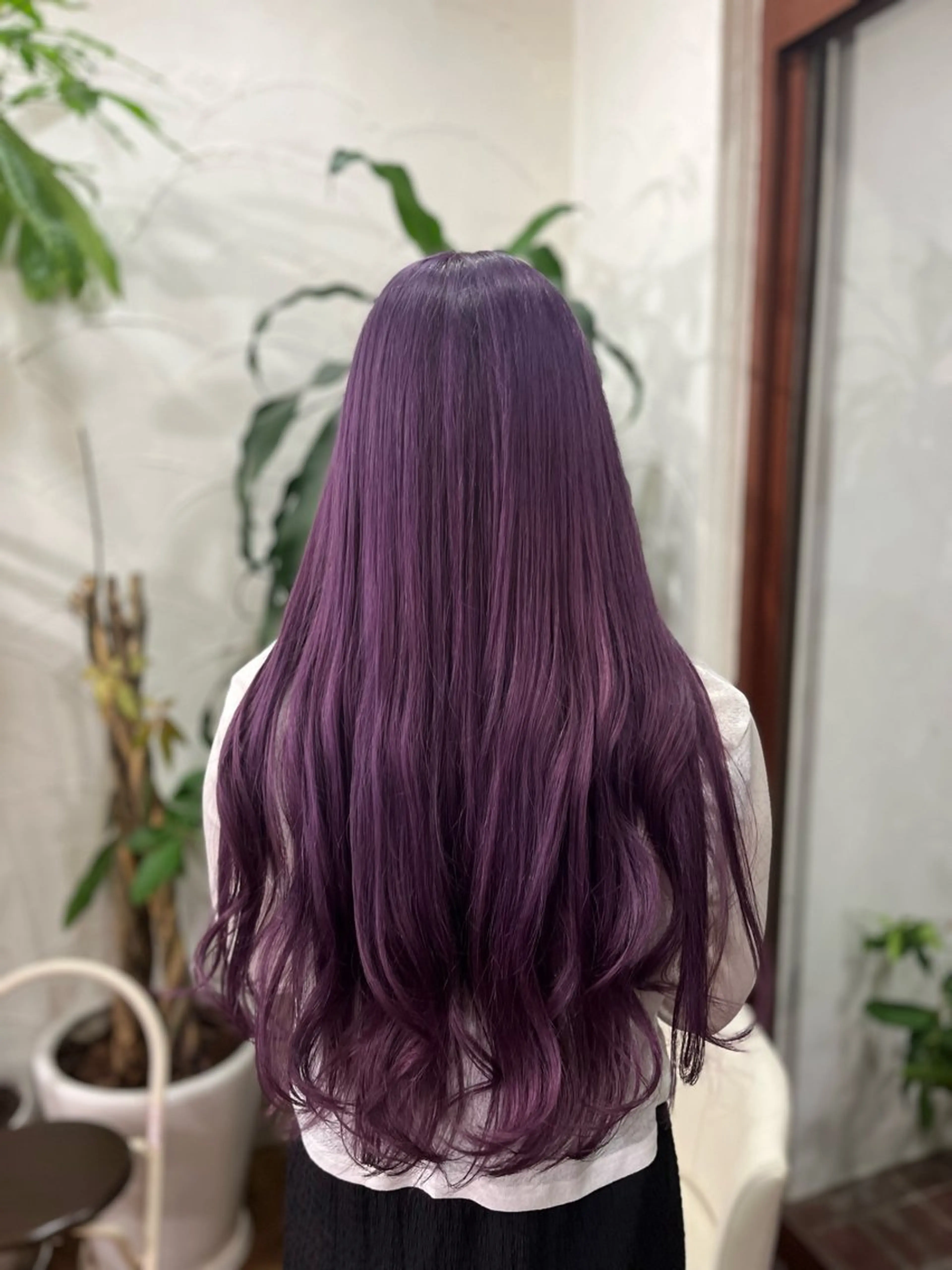 ロング カラー ディープパープル パープルカラー ヘアカラー トリートメント ヘッドスパ 🖤🎀ぴんく美容師 🎀🖤 ゆーなのヘアスタイル