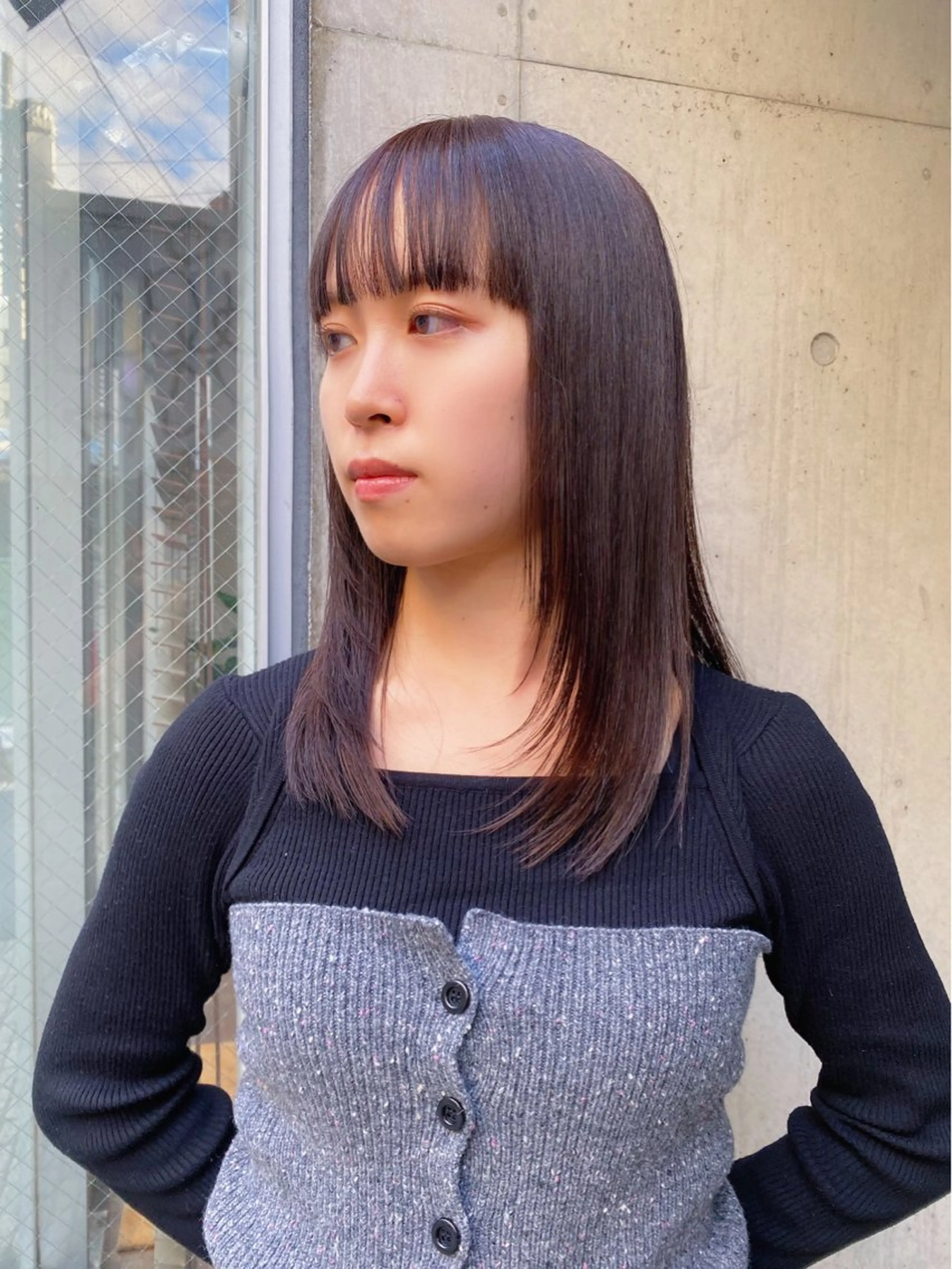 ミディアム カラー ブラウンカラー ラベンダーカラー ピンクカラー ピンクブラウン 顔まわりレイヤー カット ヘアカラー トリートメント Paddle所属・似合わせレイヤー/ レイヤーパーマ/高倉のヘアスタイル