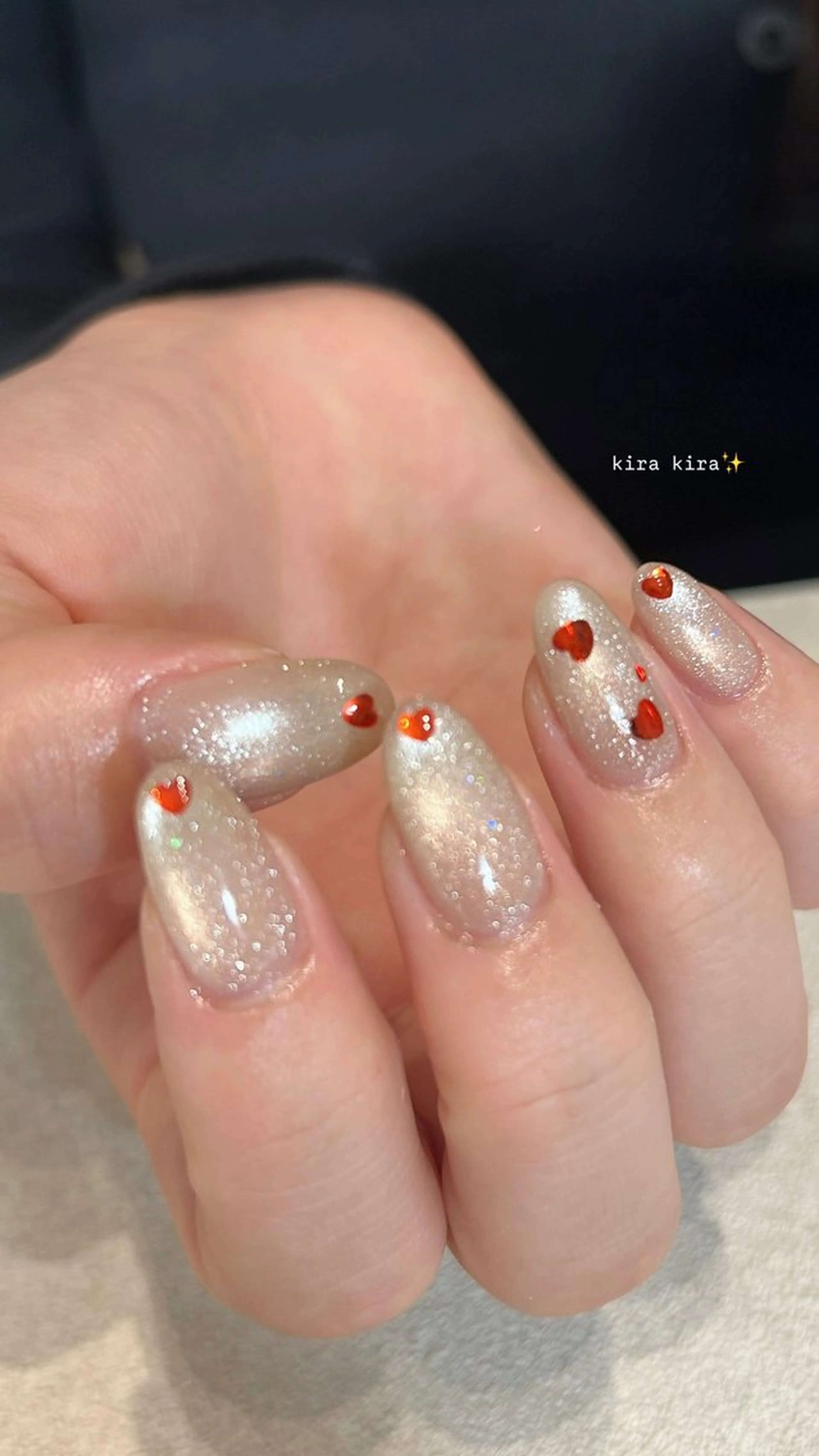 ネイル ハート 赤色 冬ネイル クリスマス ハンドネイル nail salon moiのネイルデザイン