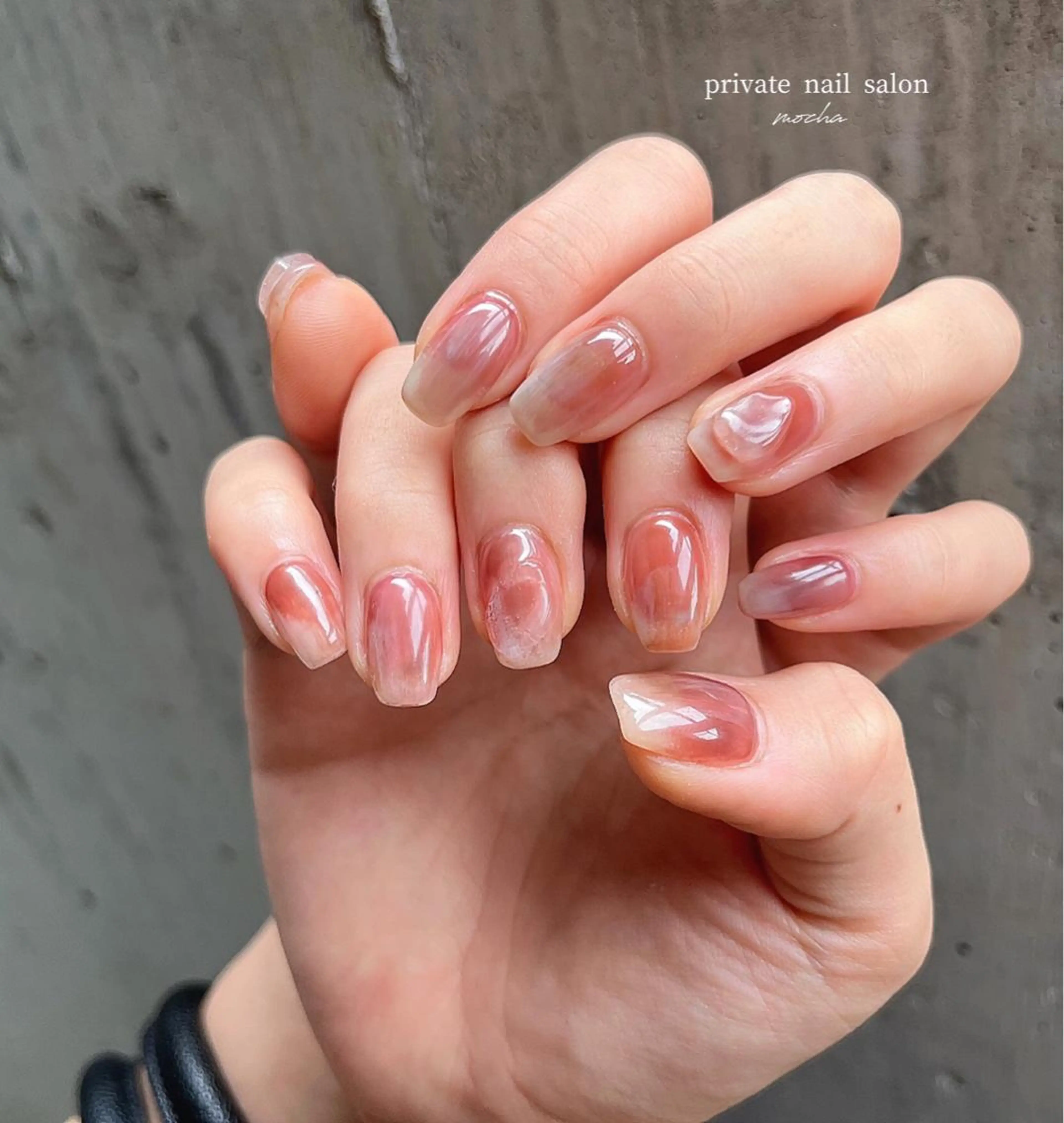 ネイル カジュアル チークネイル フレンチネイル ジェルネイル マグネットネイル ハンドネイル mocha nailのネイルデザイン