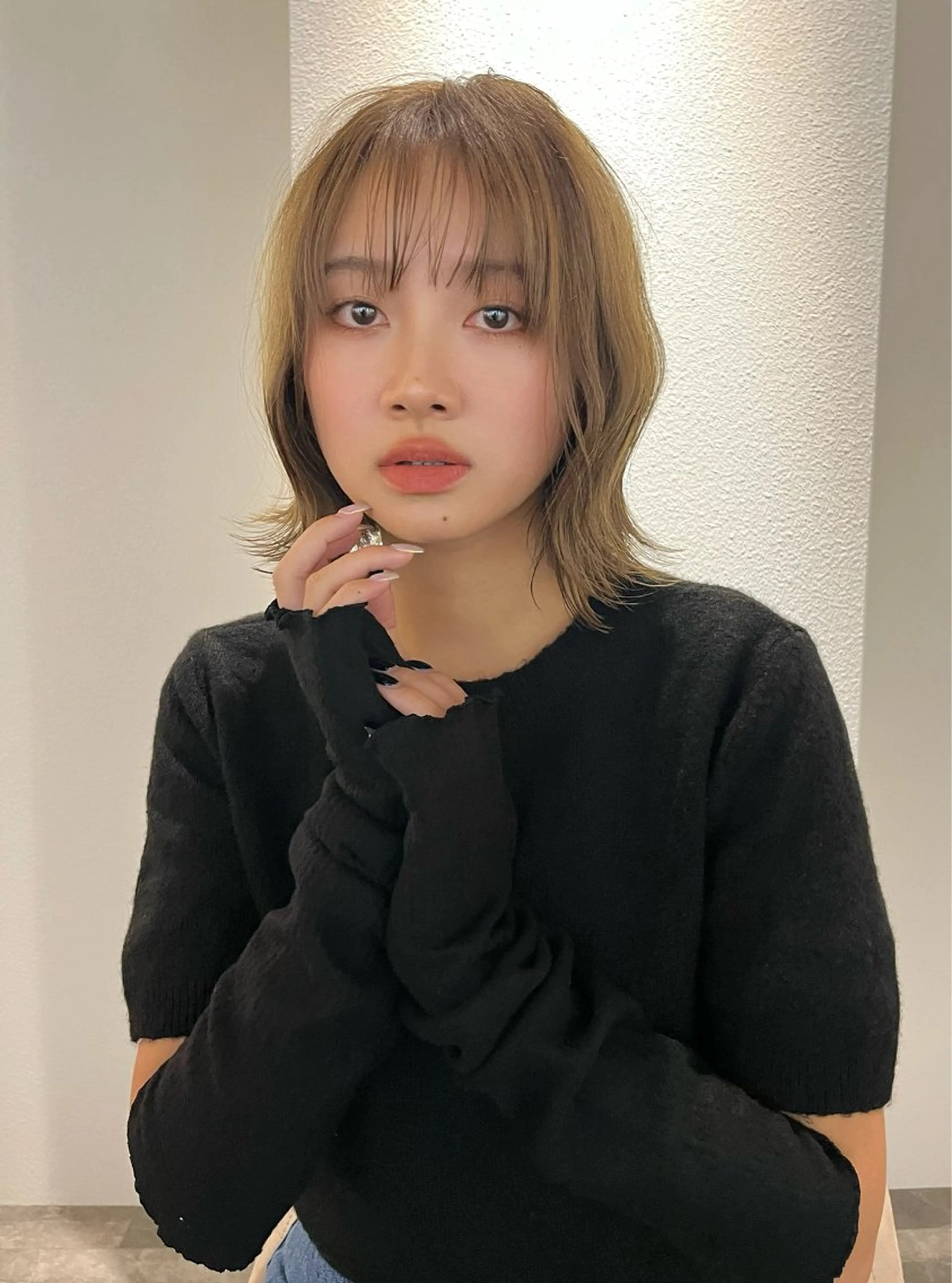 ミディアム 切りっぱなしボブ ボブ 縮毛矯正 浦和Lond 山本賢人のヘアスタイル