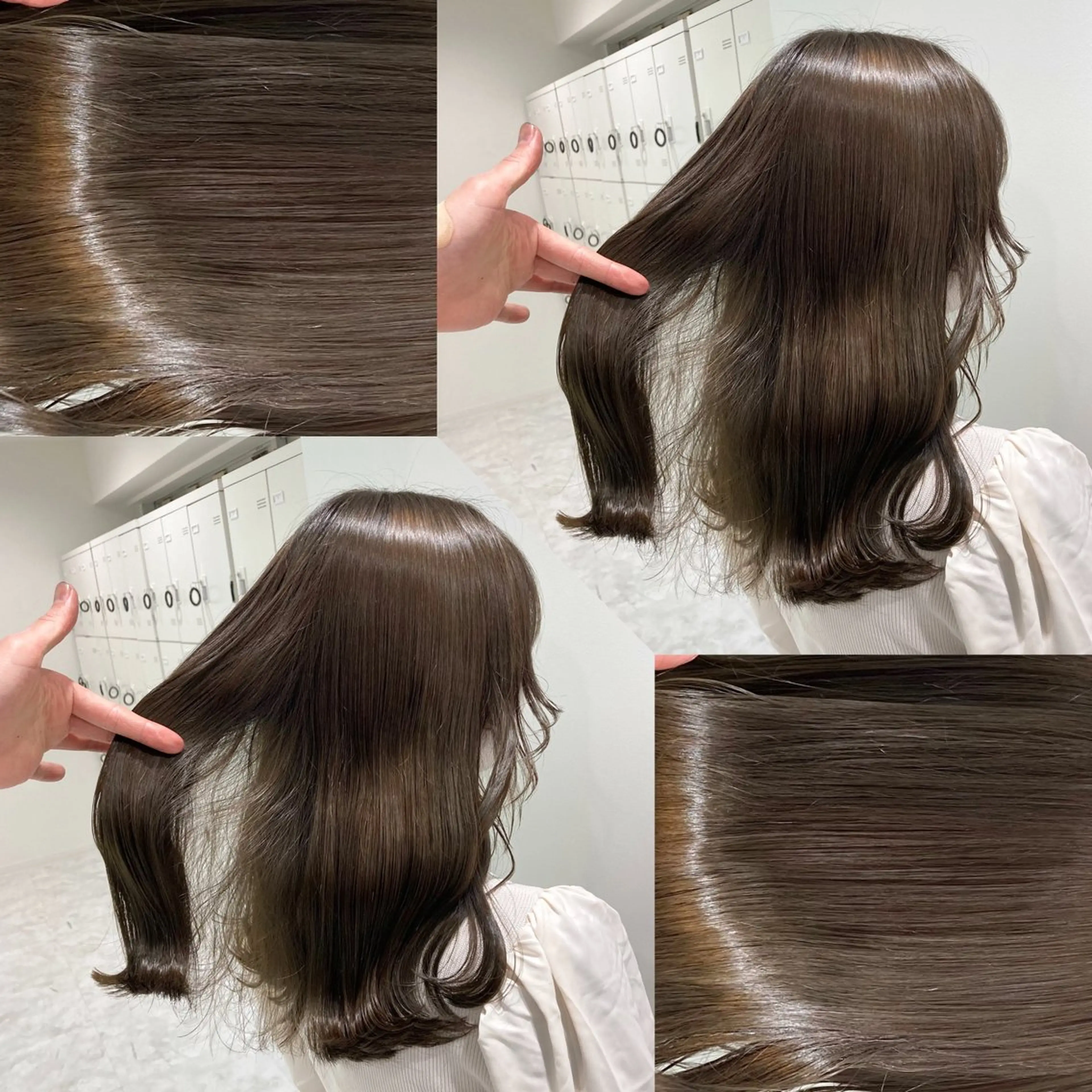 ミディアム カラー ヘアアレンジ ヘアカラー トリートメント ヘッドスパ ヘアセット 韓国風ベージュ🤎 赤みなし🌿横浜🤎のヘアスタイル