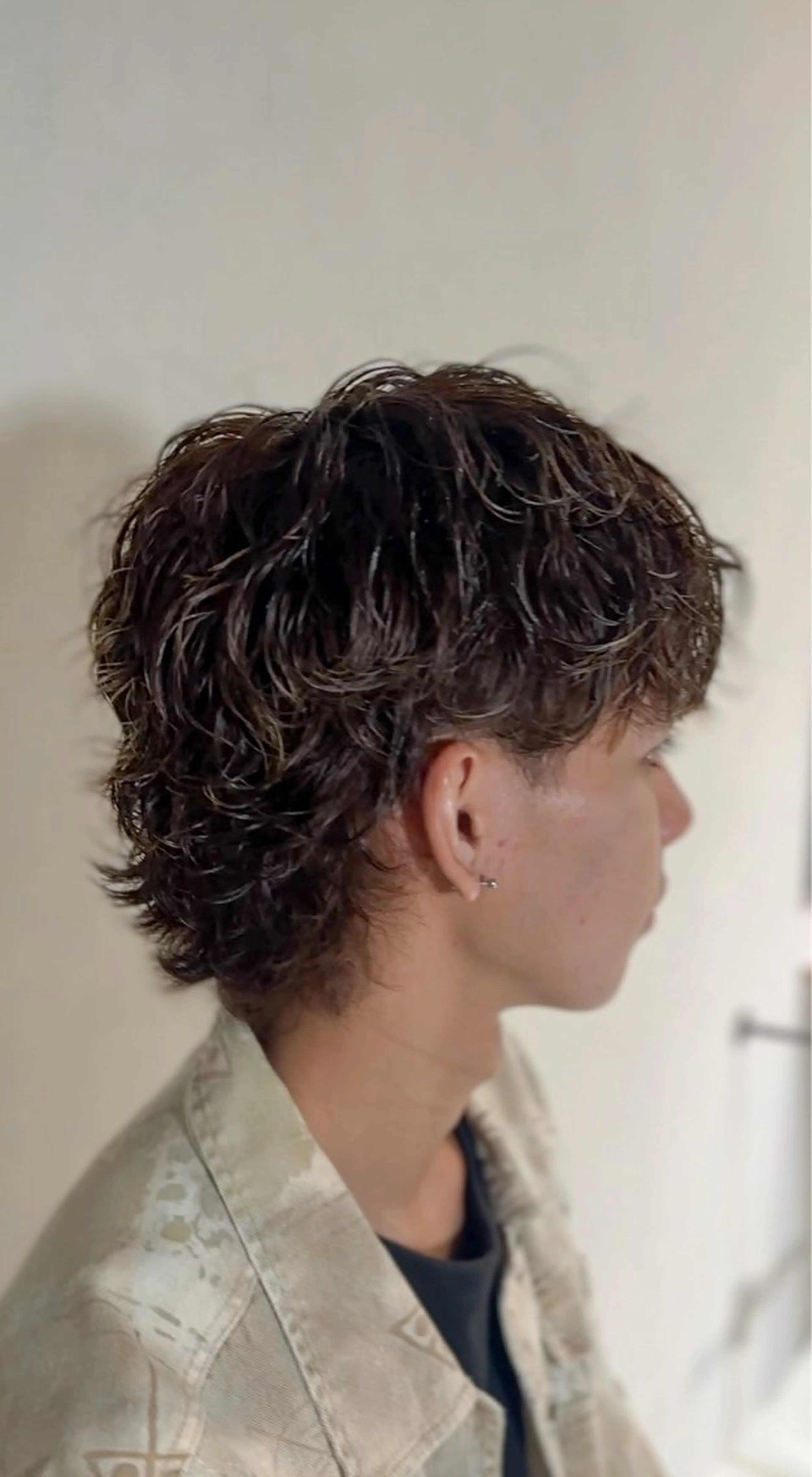 ショート パーマ メンズ メンズパーマ マレットヘア HANGOUT ／久富のヘアスタイル