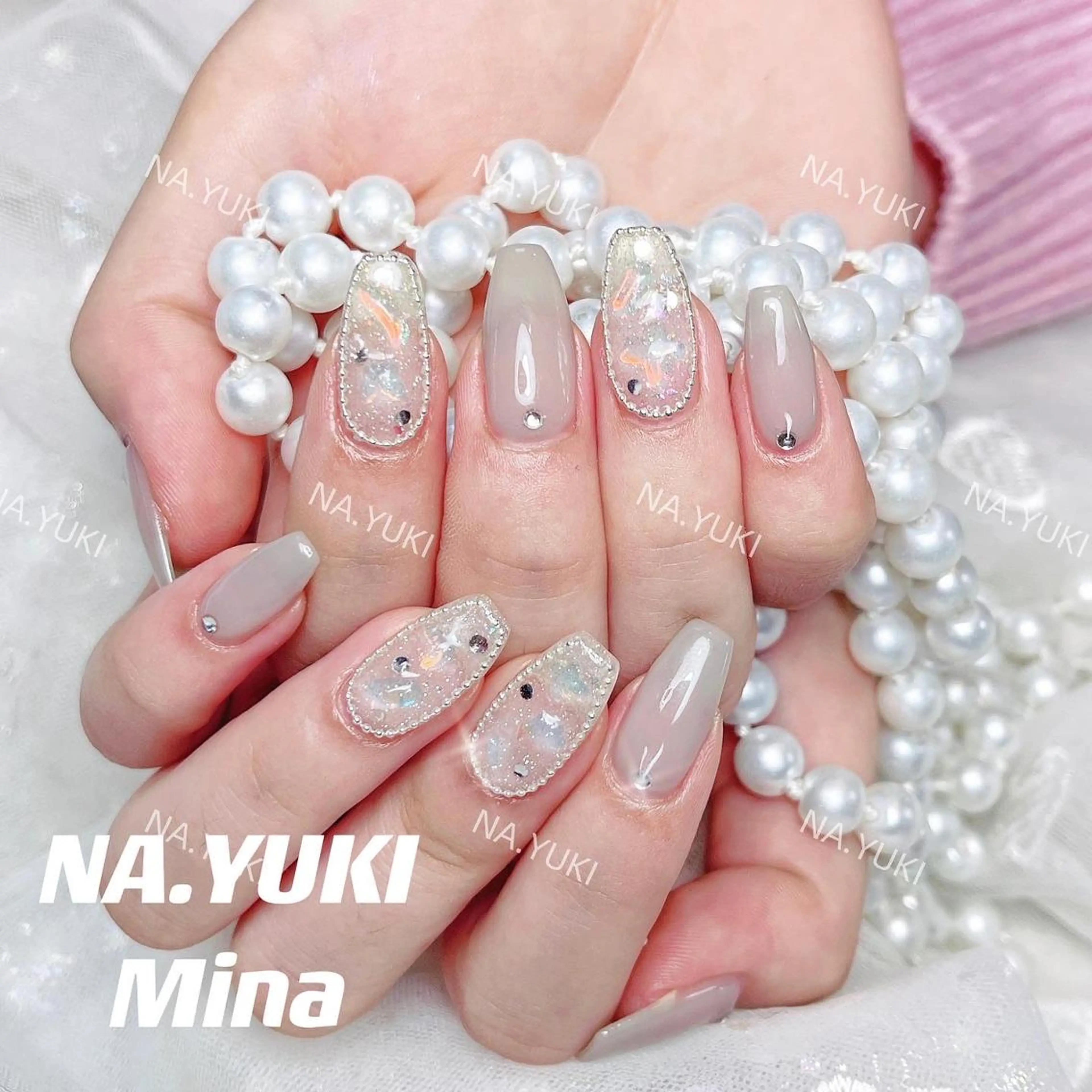 【ハンド】🦀️🦀️チップ長さだし+持ち込みデザイン(デザイン、パーツ6本まで)12980🩷💗の写真