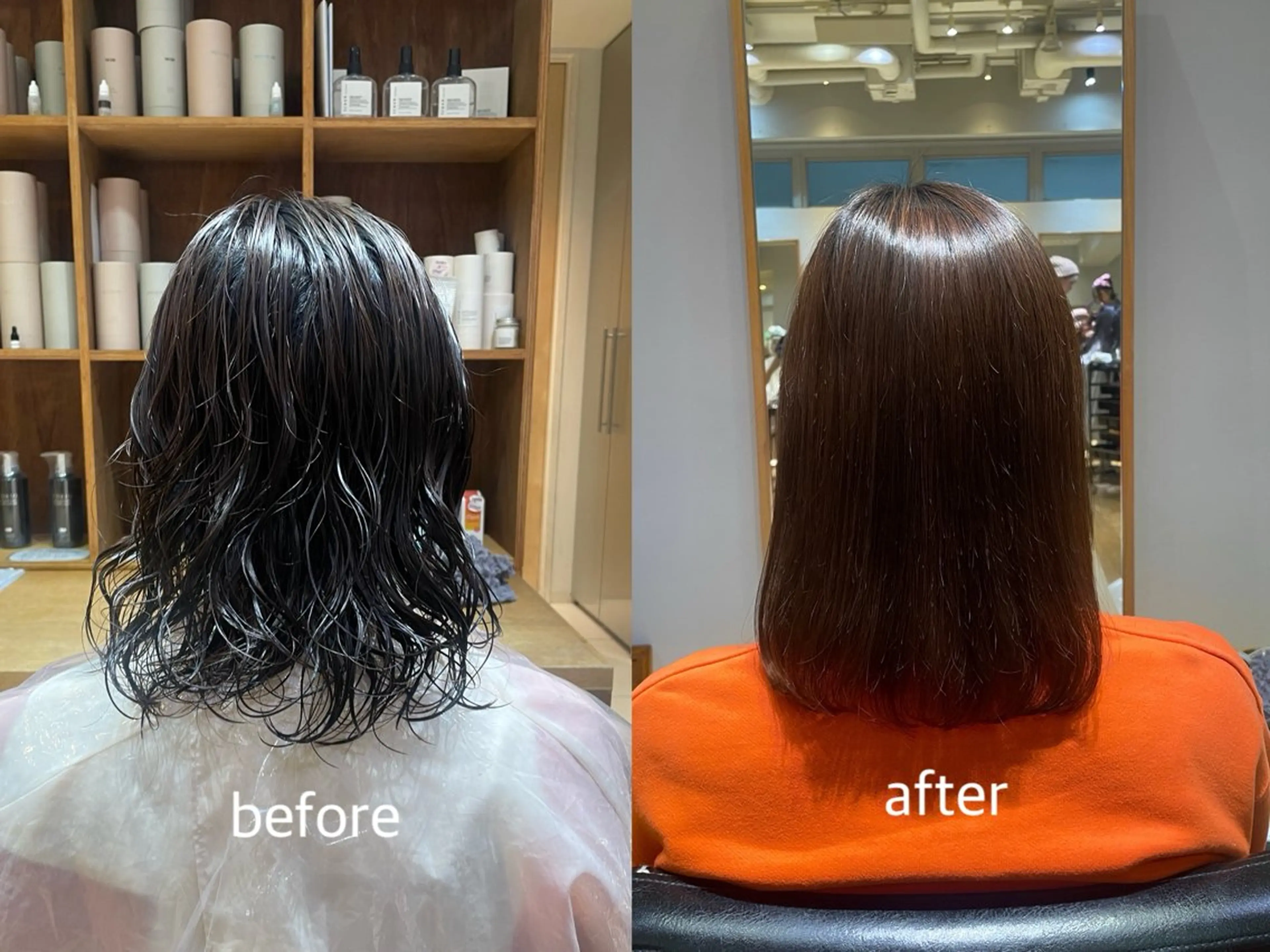 ミディアム ミディアムパーマ 縮毛矯正 カット 縮毛矯正 縮毛矯正/レイヤー /ひかるのヘアスタイル