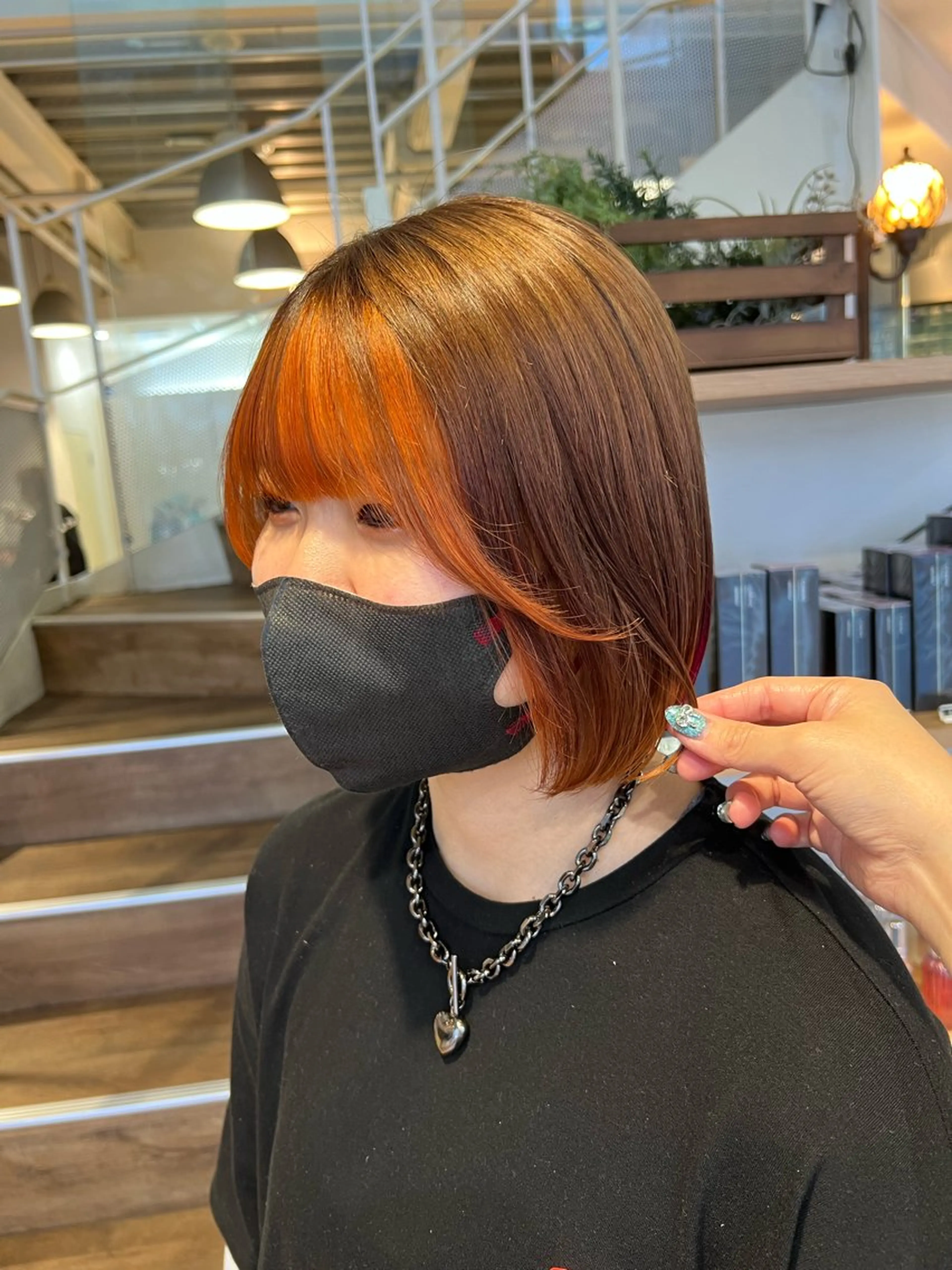 ミディアム ミストバング ボブ カット ヘアカラー トリートメント インナーカラー♡ Nanakoのヘアスタイル