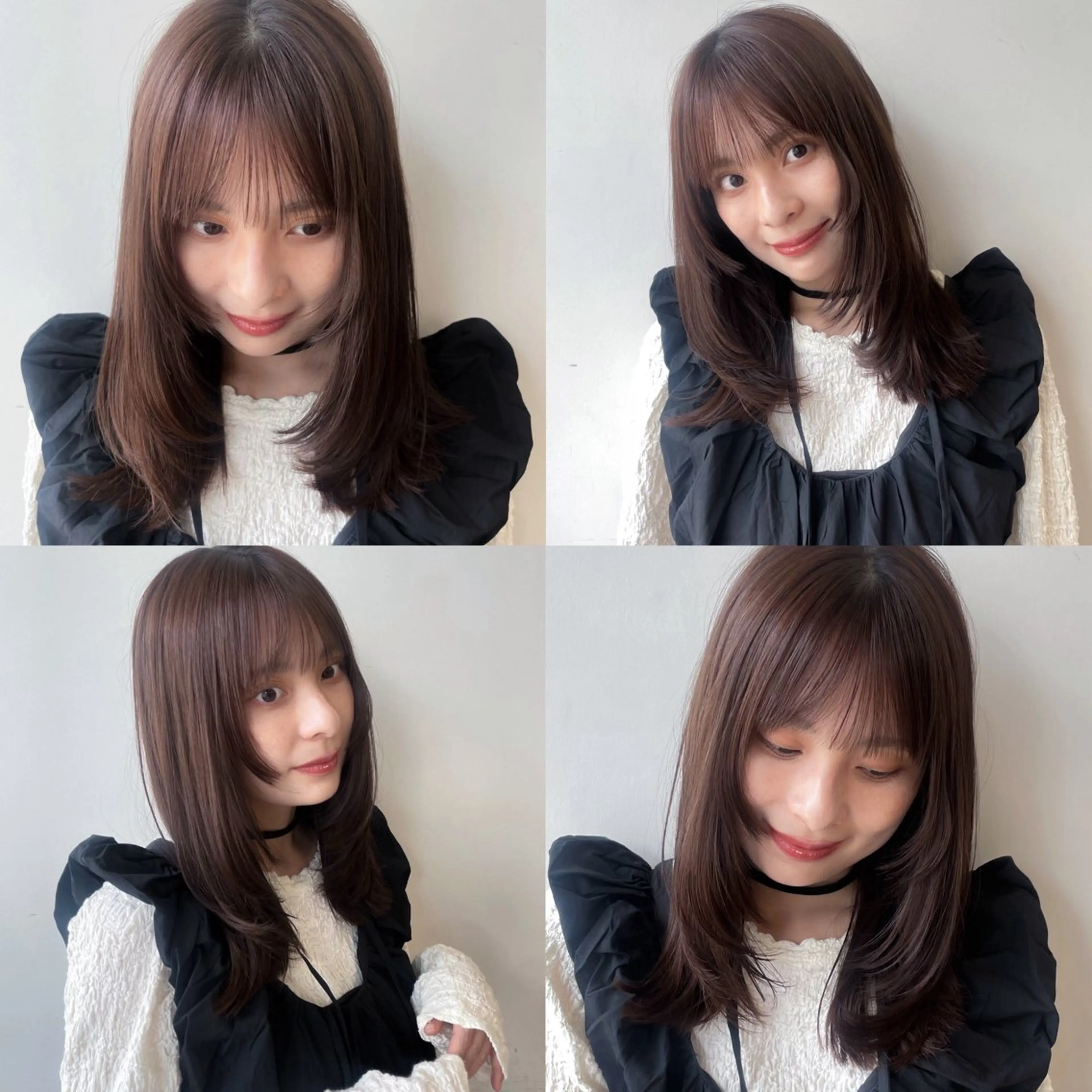 ミディアム 顔まわりレイヤー 顔周りカット 伸ばしかけ レイヤーカット カット ヘアカラー 似合わせ/透明感 /レイヤー/りほ🤍のヘアスタイル