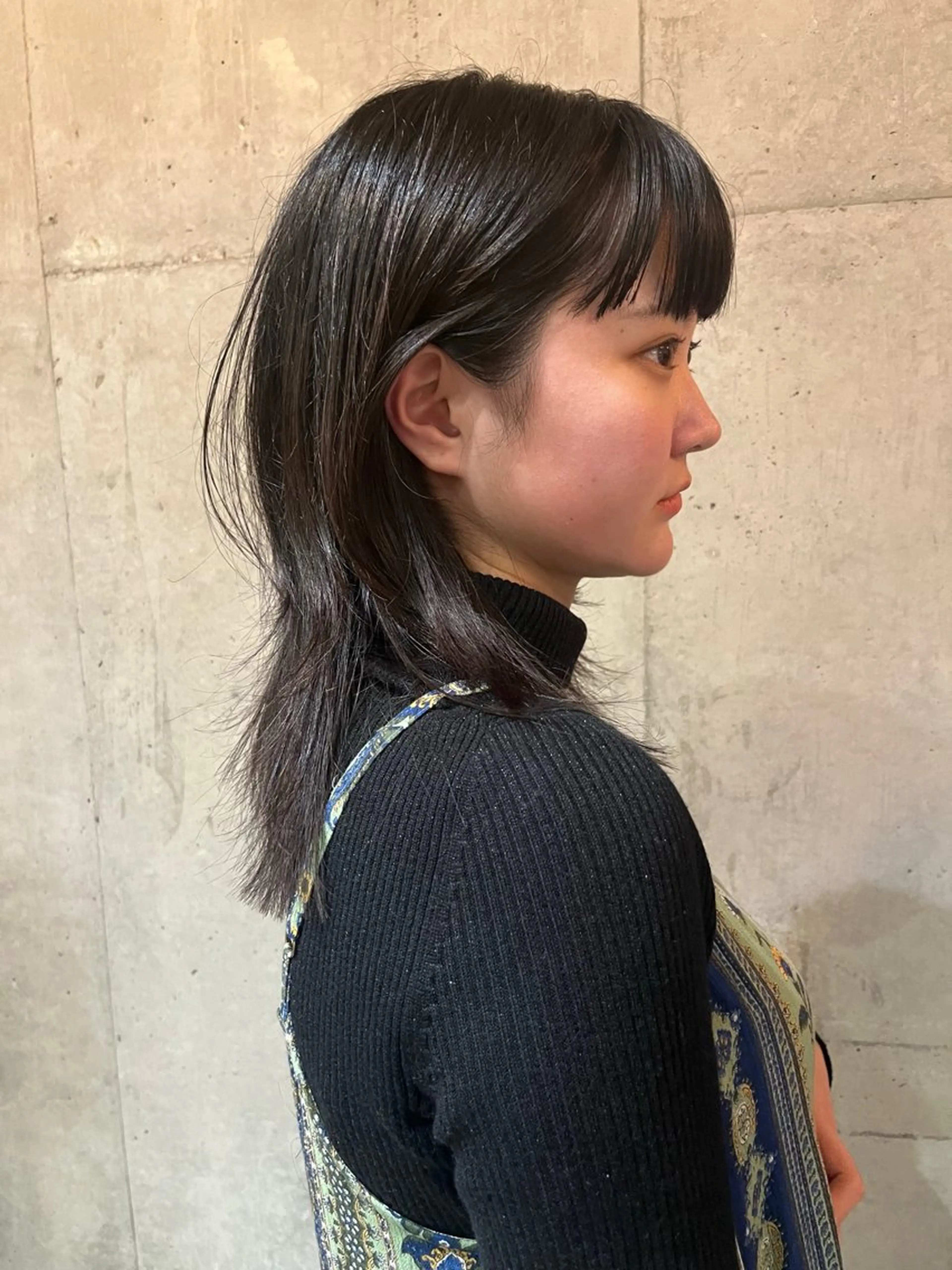 ミディアム ボブレイヤー ボブ 顔まわりレイヤー ハイレイヤー 韓国風ヘア カット レイヤーカット\ウル フ　chinatsuのヘアスタイル