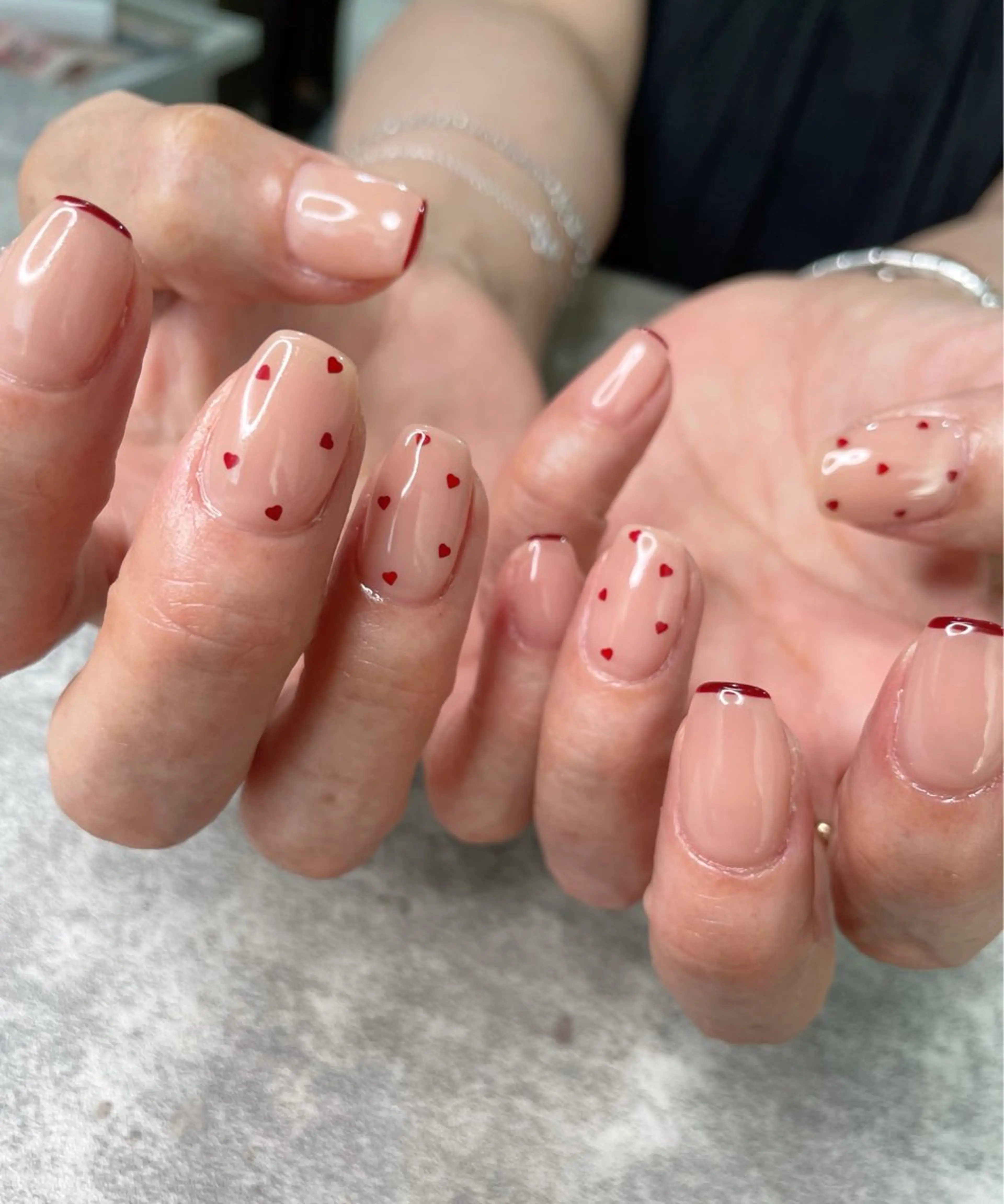 ネイル ボルドー フレンチネイル ハート ハンドネイル ma riのネイルデザイン