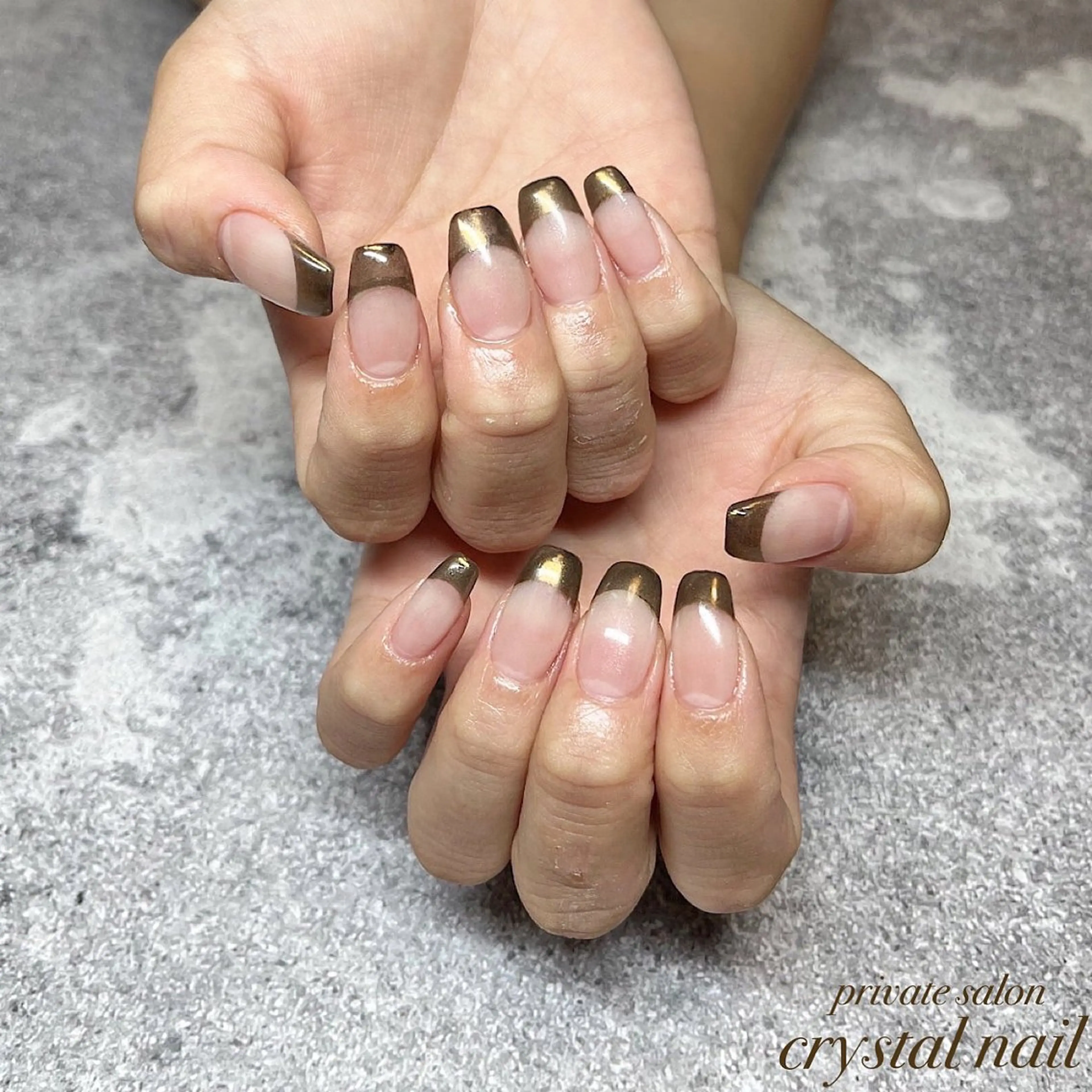 ネイル フレンチネイル ミラーネイル ハンドネイル Crystal Nailのネイルデザイン
