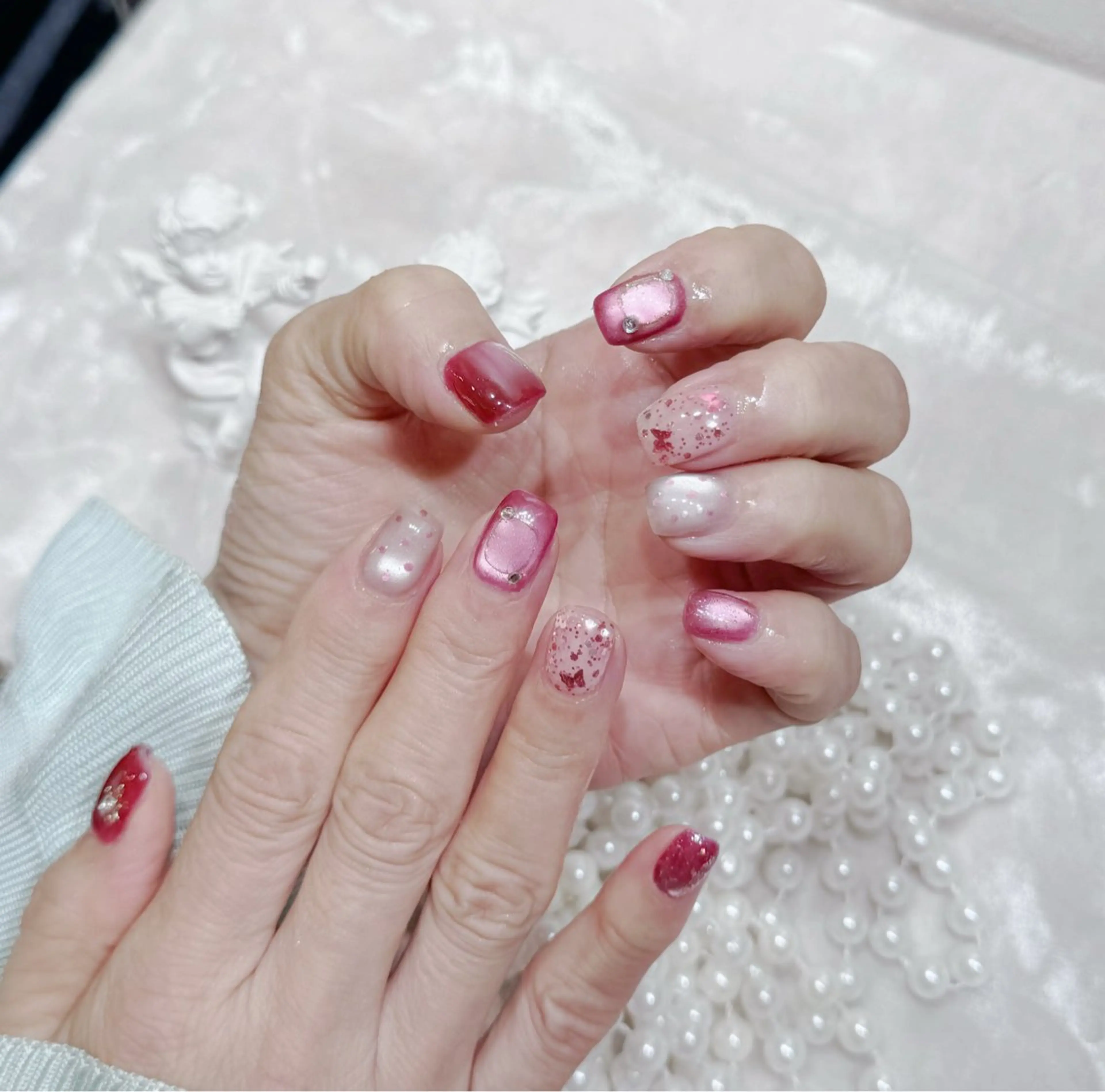 ネイル アートネイル フットネイル ジェルネイル ハート マグネットネイル Babarla Nailのネイルデザイン