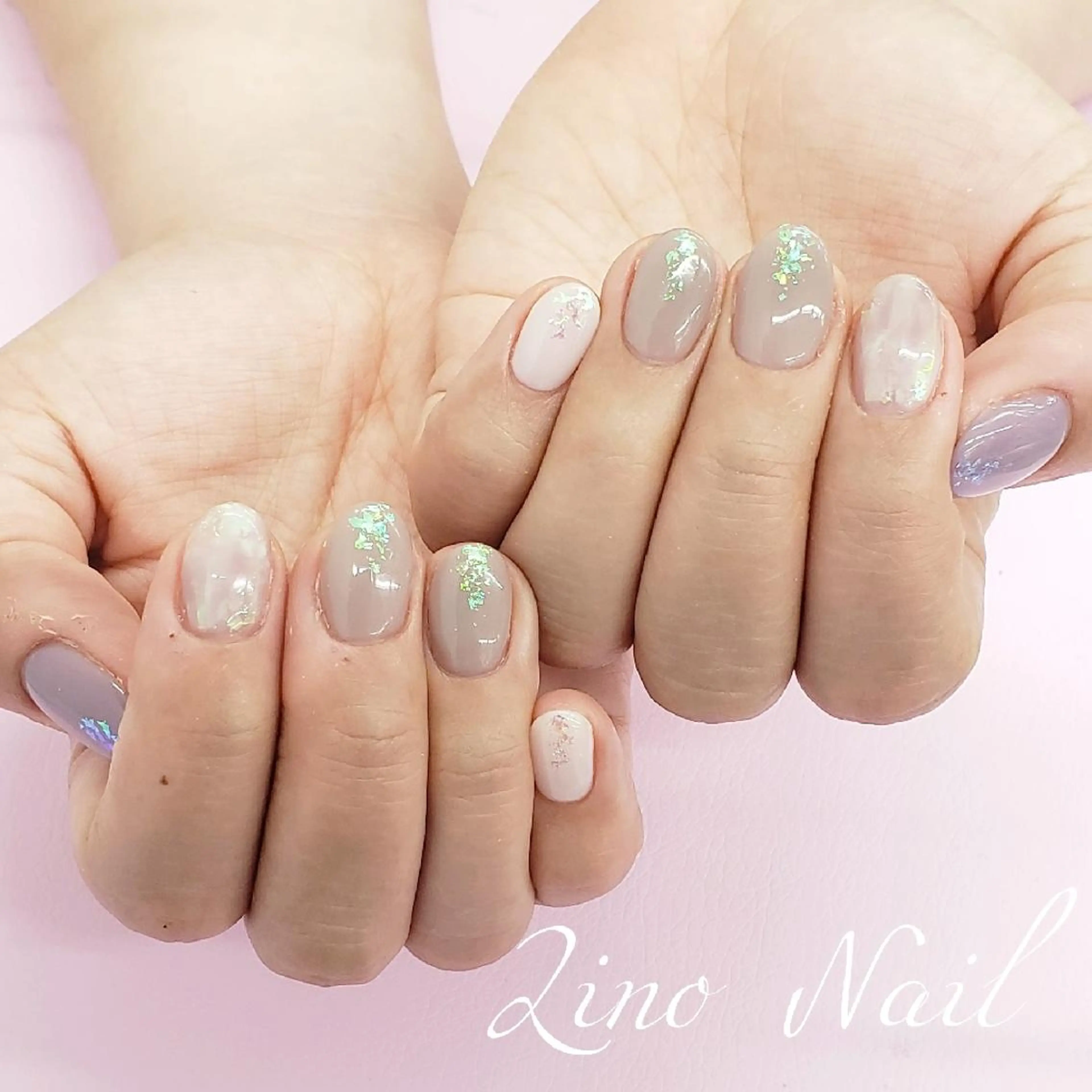 ネイル カジュアル ジェルネイル ラメ(グリッター) マットネイル ミラーネイル ハンドネイル Lino Nailのネイルデザイン