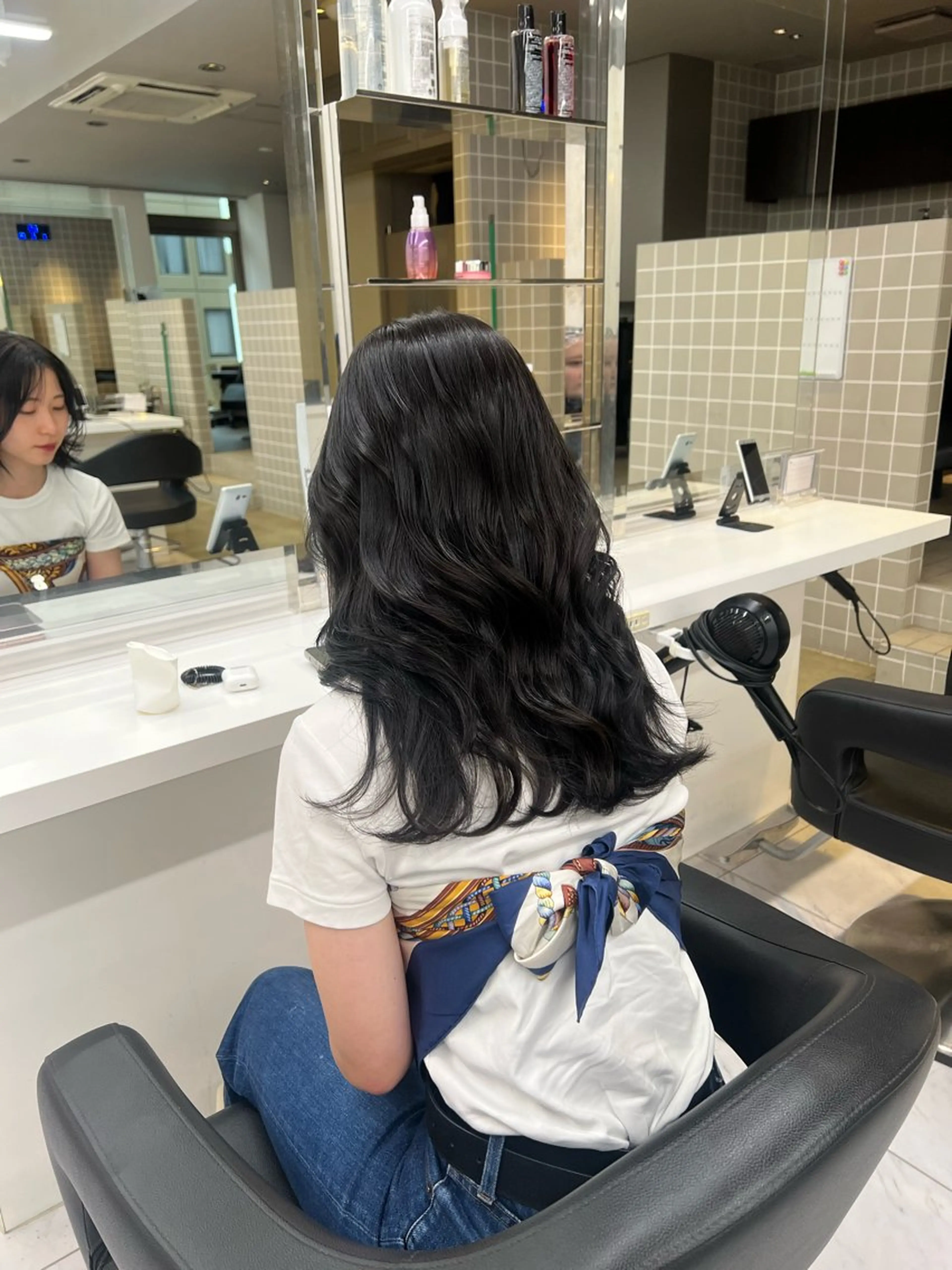 セミロング カラー カット ヘアカラー 韓国レイヤーカット /ダブルカラーのヘアスタイル