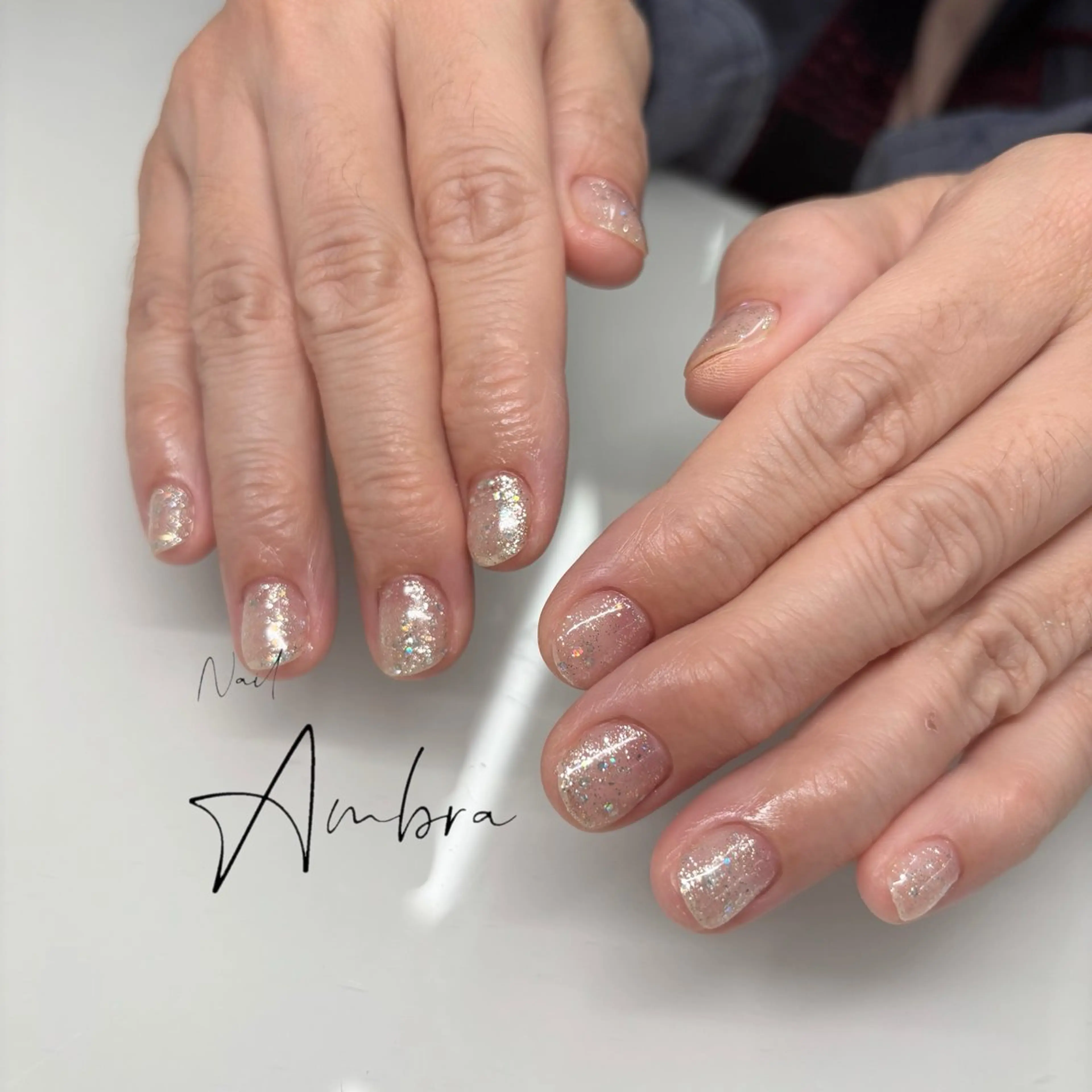 ネイル ゴールド ラメ(グリッター) シルバー ハンドネイル Nail Ambra 天王寺店所属・Nail Ambra fusaのネイルデザイン