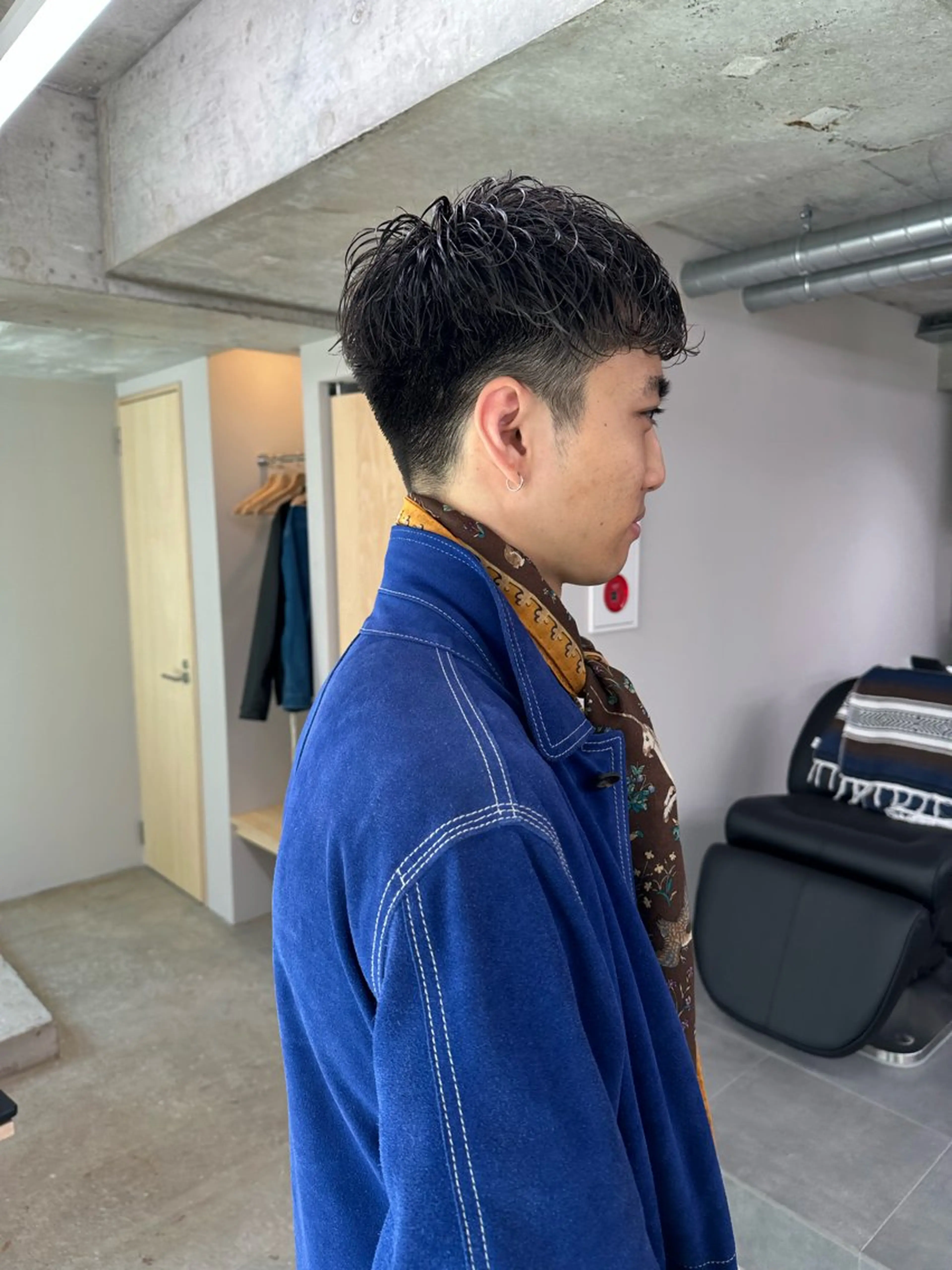 ショート パーマ メンズ ビジネス メンズパーマ スペインカール 似合わせカット 大阪心斎橋alu メンズヘア野田和宏のヘアスタイル