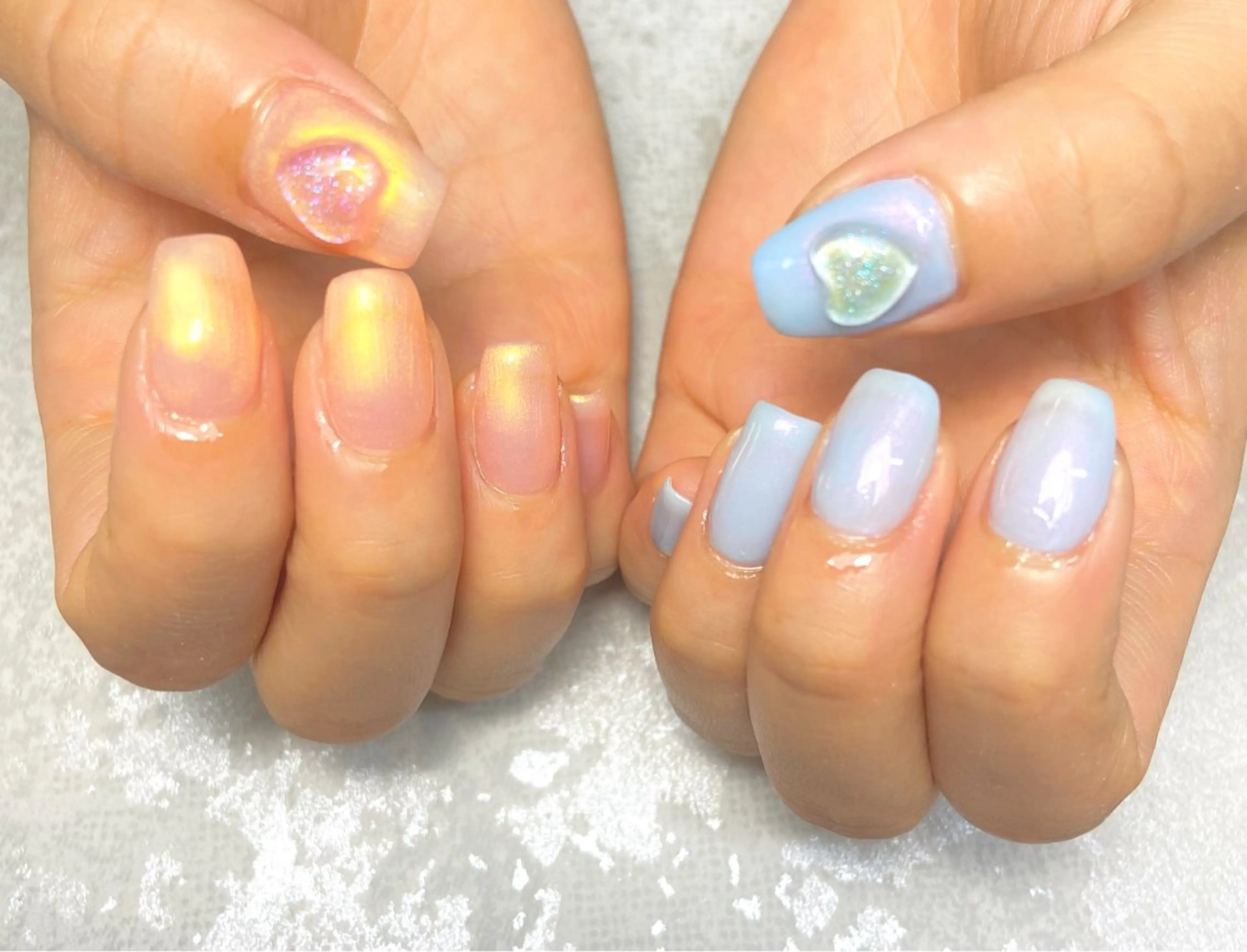 ネイル ハート ワンカラーネイル ハンドネイル nail_ kinaのネイルデザイン