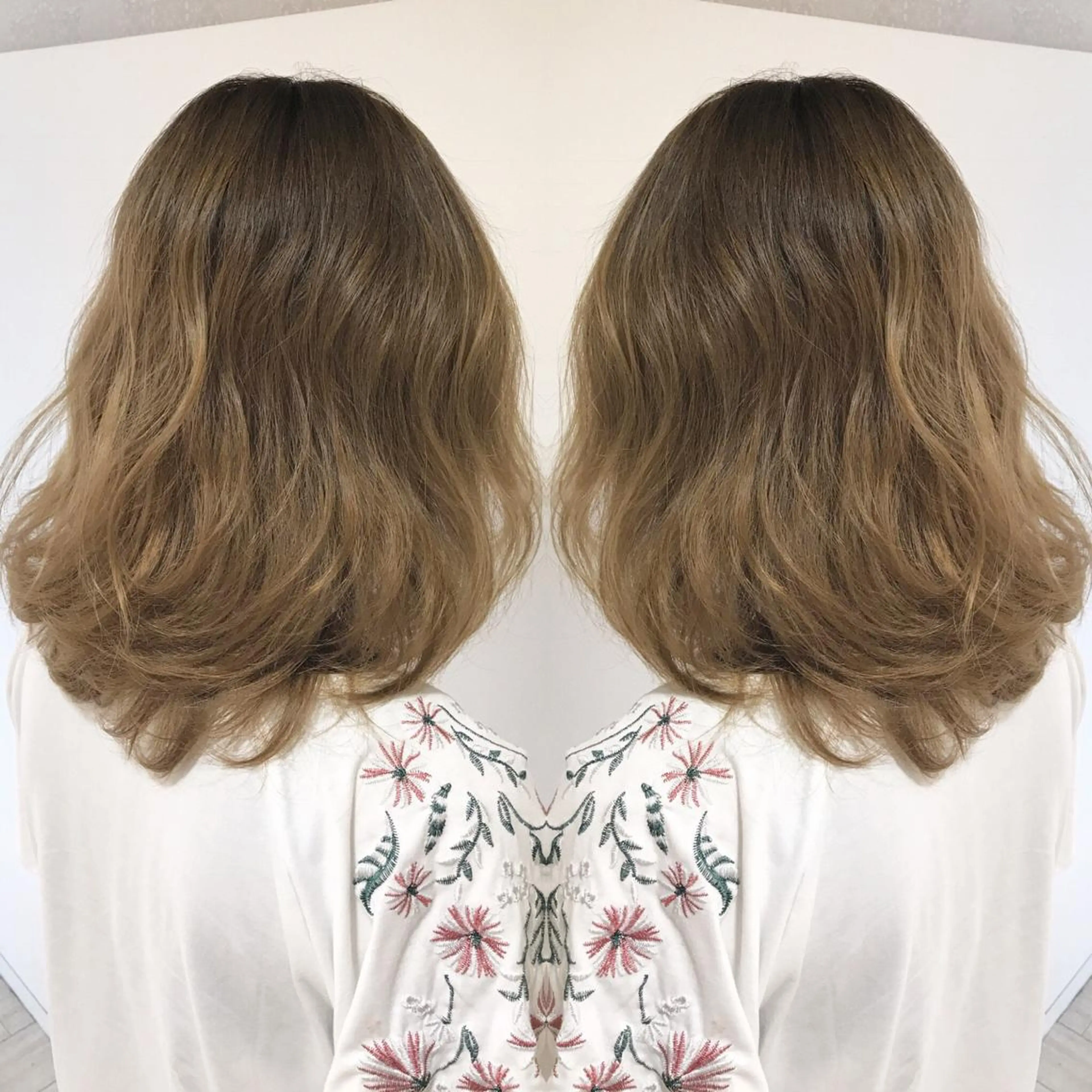 ミディアム カラー ベージュカラー ブリーチ ブリーチなしカラー ヘアカラー トリートメント chiyo yasuのヘアスタイル