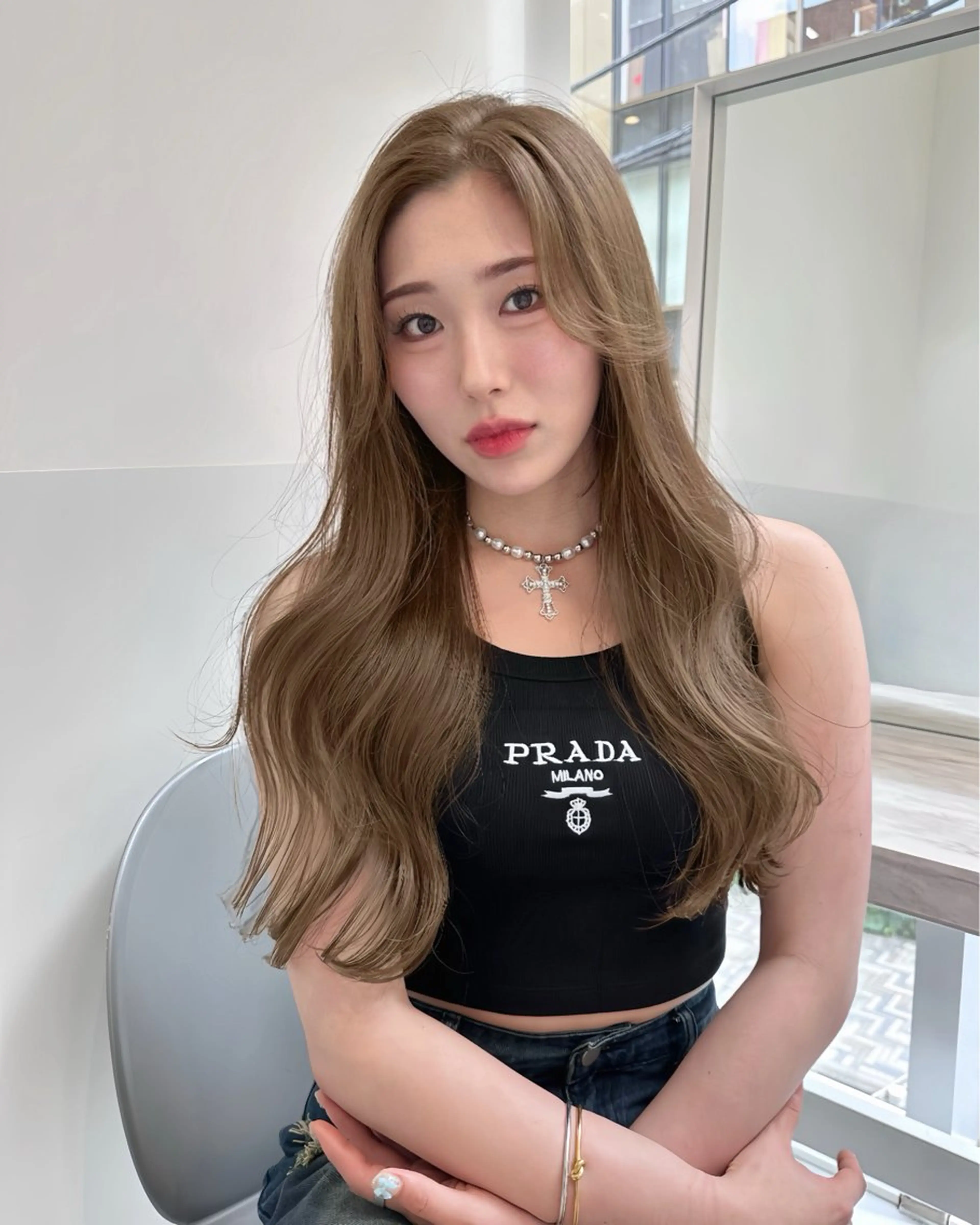 ロング カラー カット ヘアカラー トリートメント ヘアセット IVE所属・ブリーチなし🤍 渋谷／原島杏奈のヘアスタイル