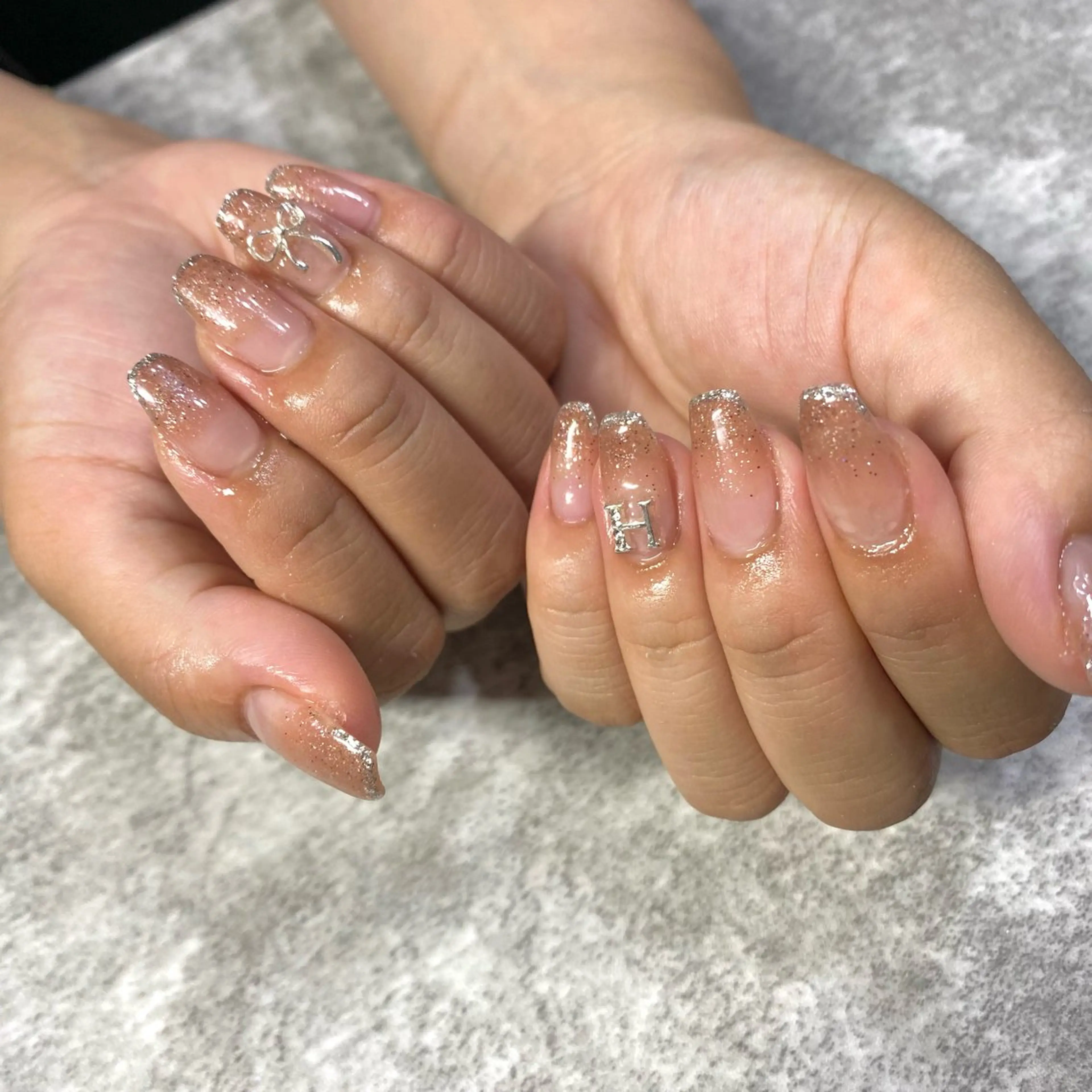 ネイル ブラウン ラメ(グリッター) ハンドネイル ★Rinail... .のネイルデザイン