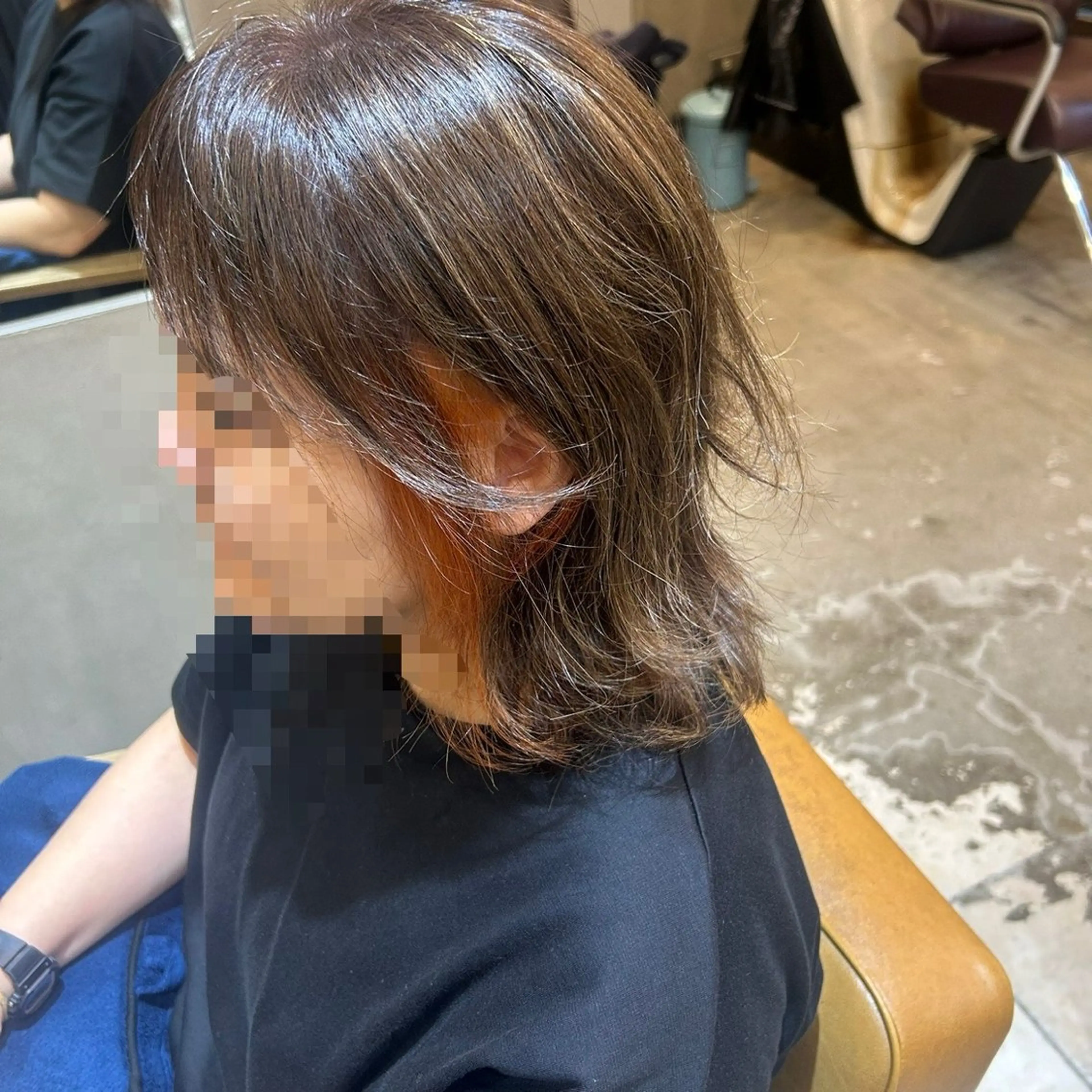 ミディアム カラー ブリーチ ハイライトカラー インナーカラー ハイライト カット ヘアカラー トリートメント 若狭 彩花のヘアスタイル