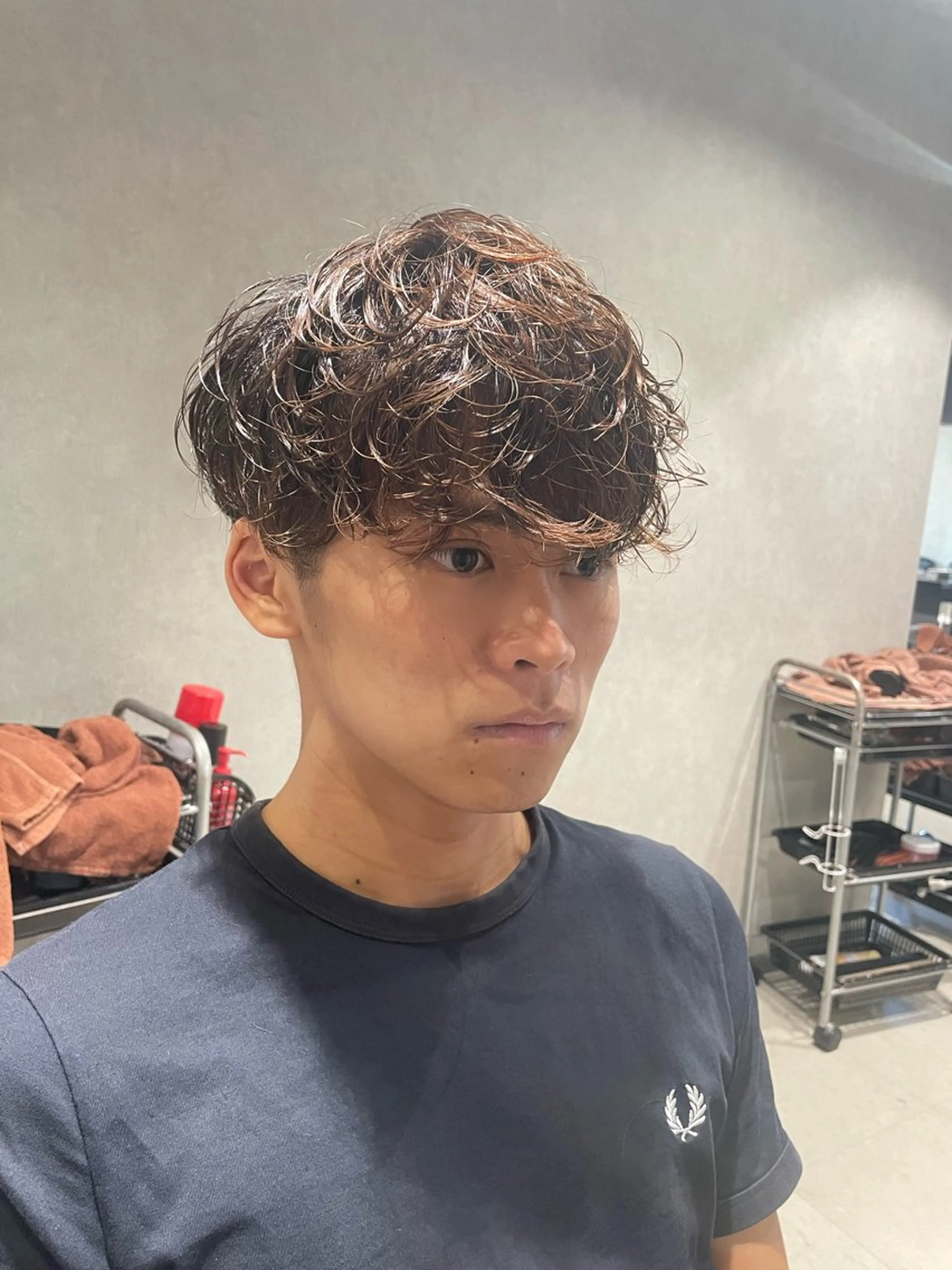 ショート カラー パーマ ヘアアレンジ メンズ メンズパーマ _white【京橋店】所属・_WHITE / KENTOのヘアスタイル