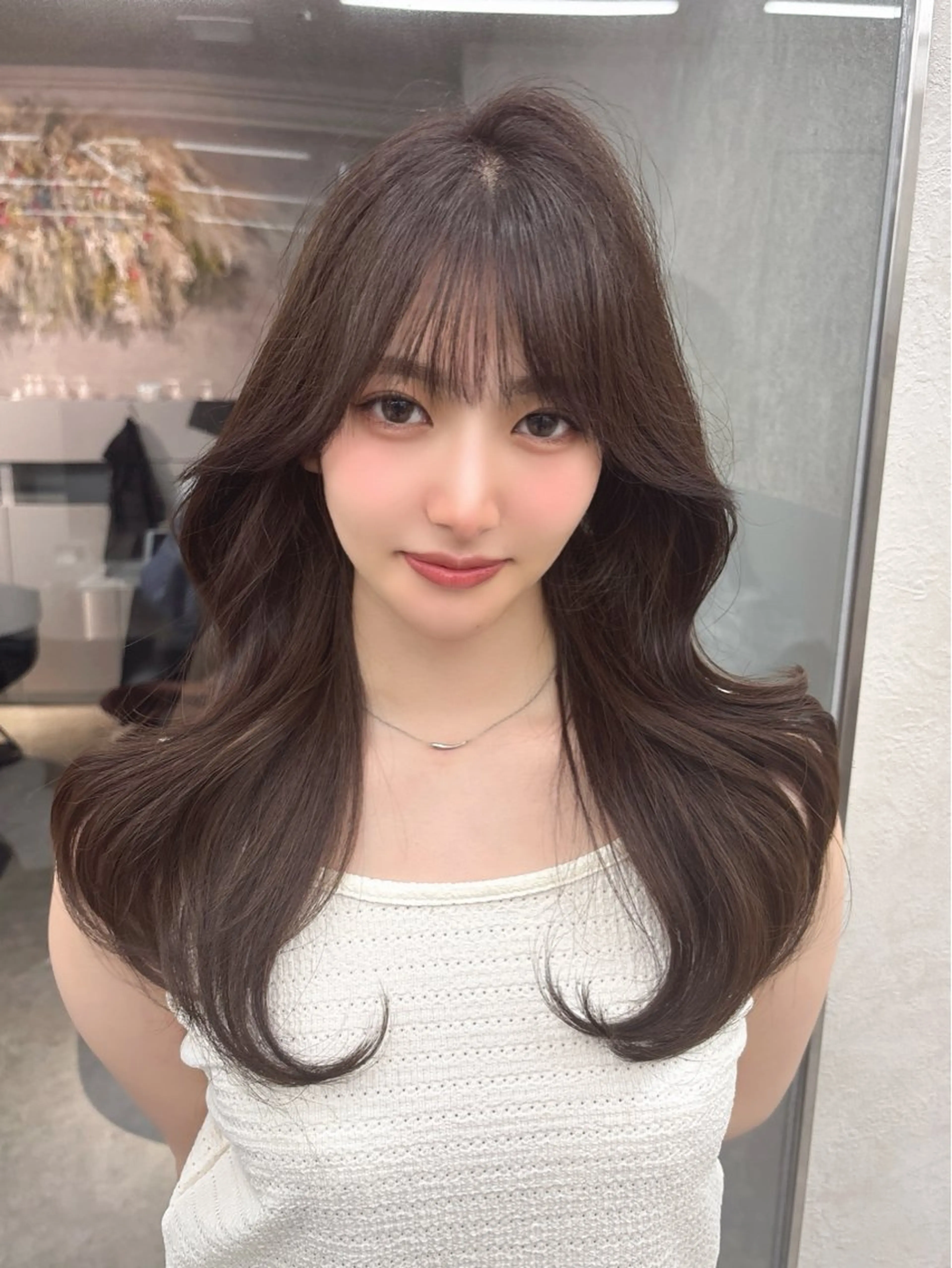 ミディアム カラー ヘアアレンジ カット ヘアカラー トリートメント 韓国ヘア🎀 ふみかのヘアスタイル