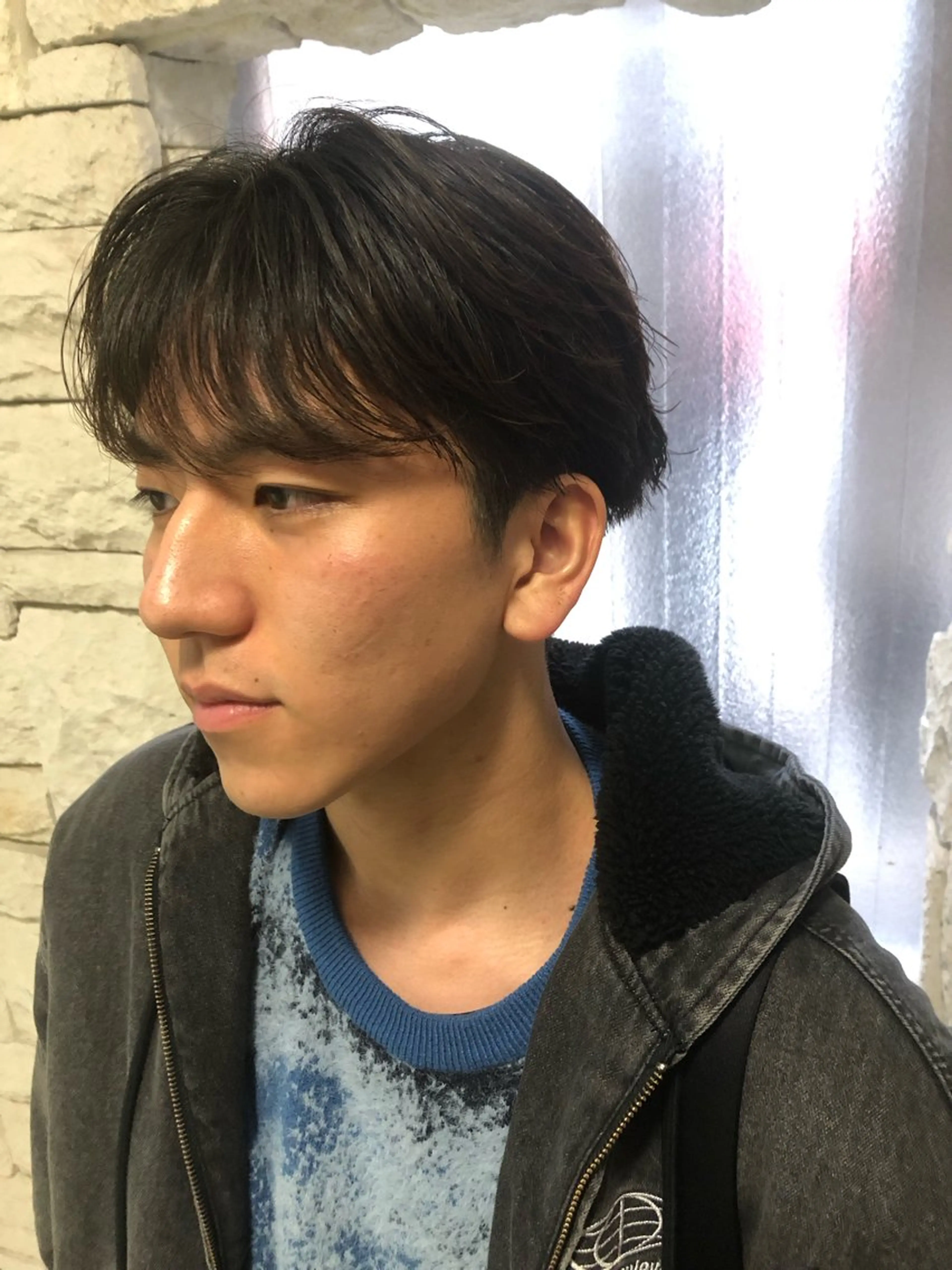 パーマ ヘアアレンジ メンズ マッシュ シースルーマッシュ カット パーマ トリートメント ヘアセット 栗原 侑也のヘアスタイル
