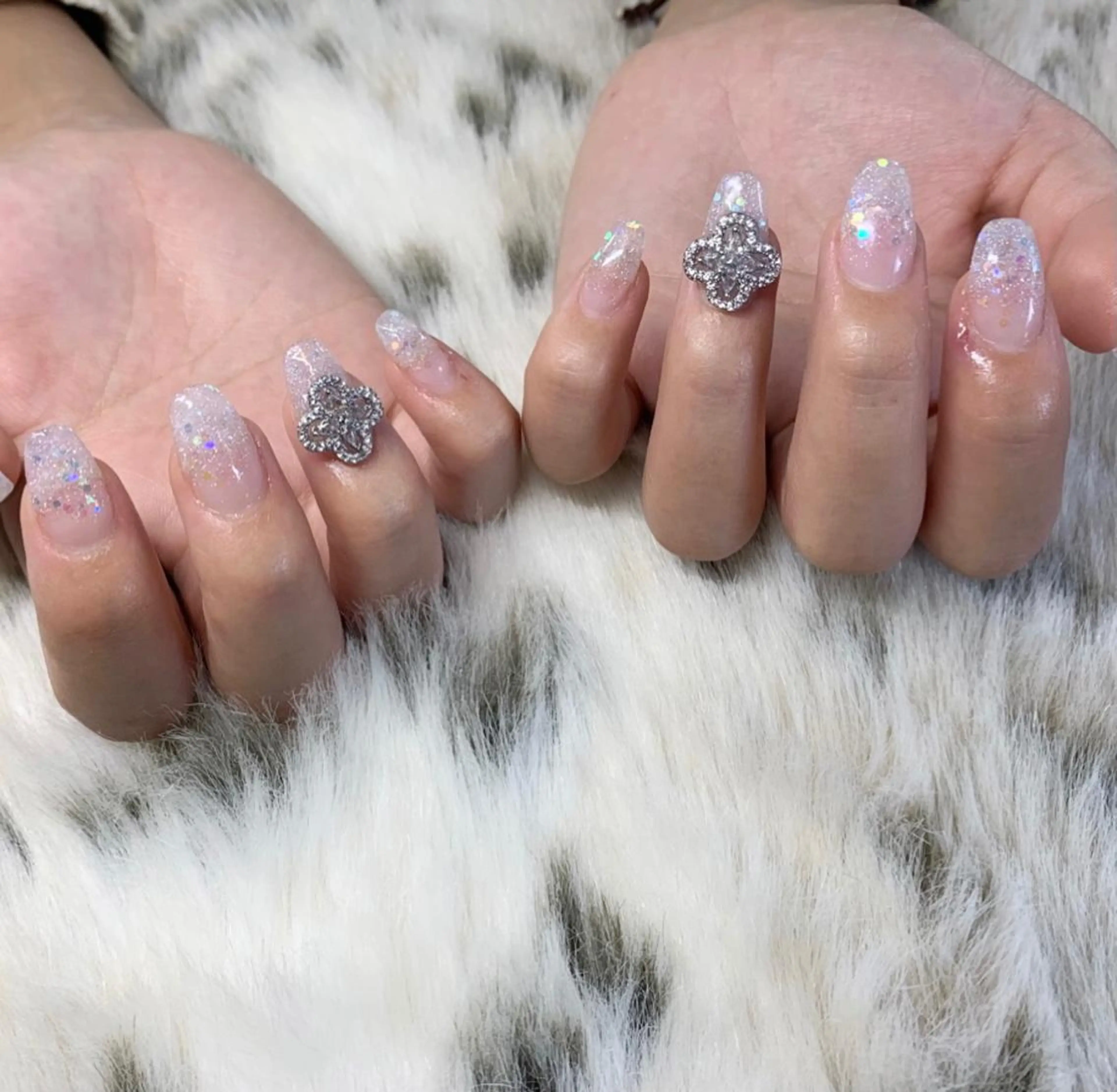 ネイル 長さ出し ラメ(グリッター) スカルプネイル *･*MIMnail *･゜ﾟ･*:･*のネイルデザイン