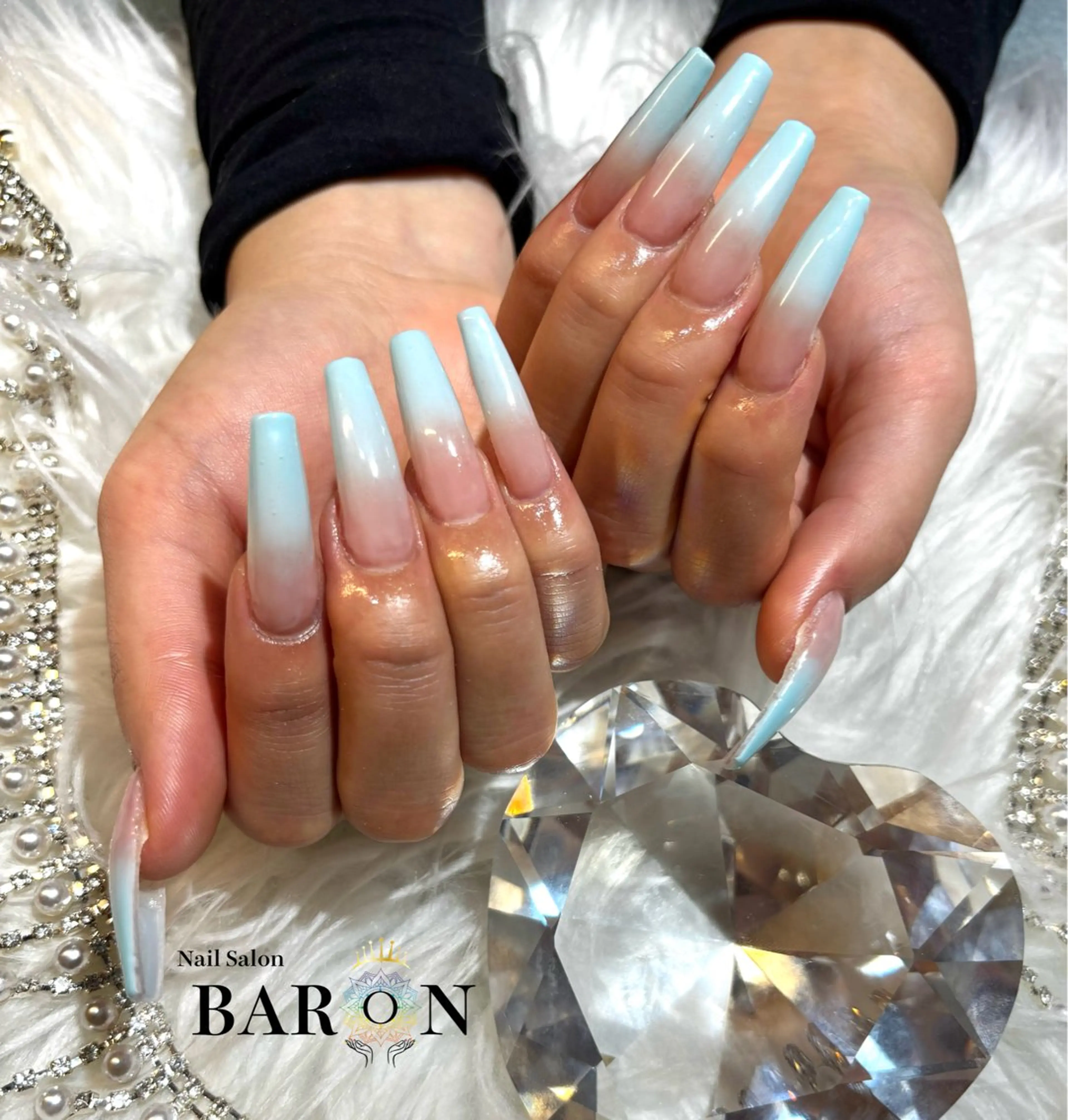 ネイル フレンチネイル グラデーション ロングネイル スカルプネイル BARON SAKIのネイルデザイン