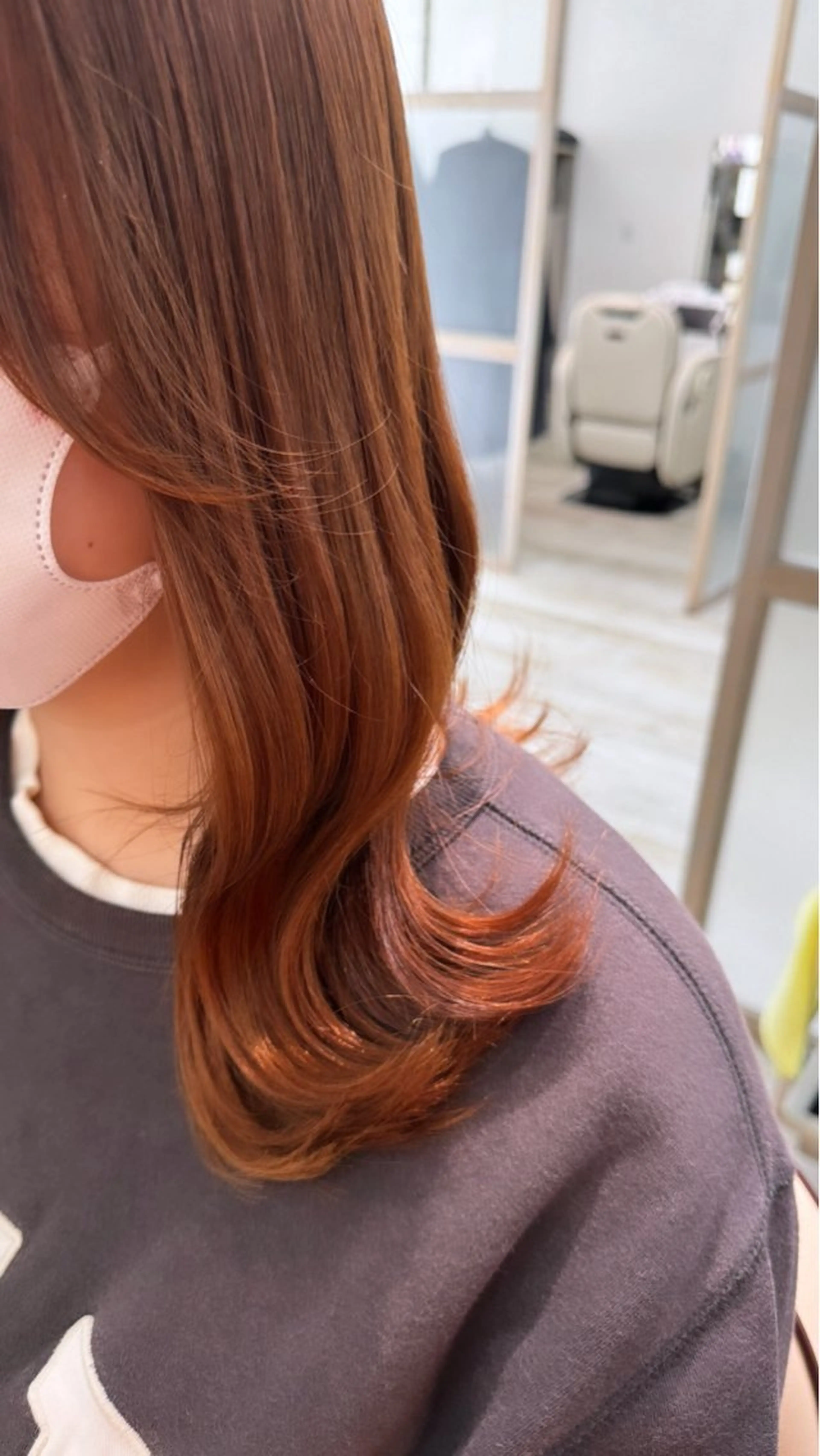 セミロング オレンジブラウン 髪質改善×艶カラー Haruのヘアスタイル