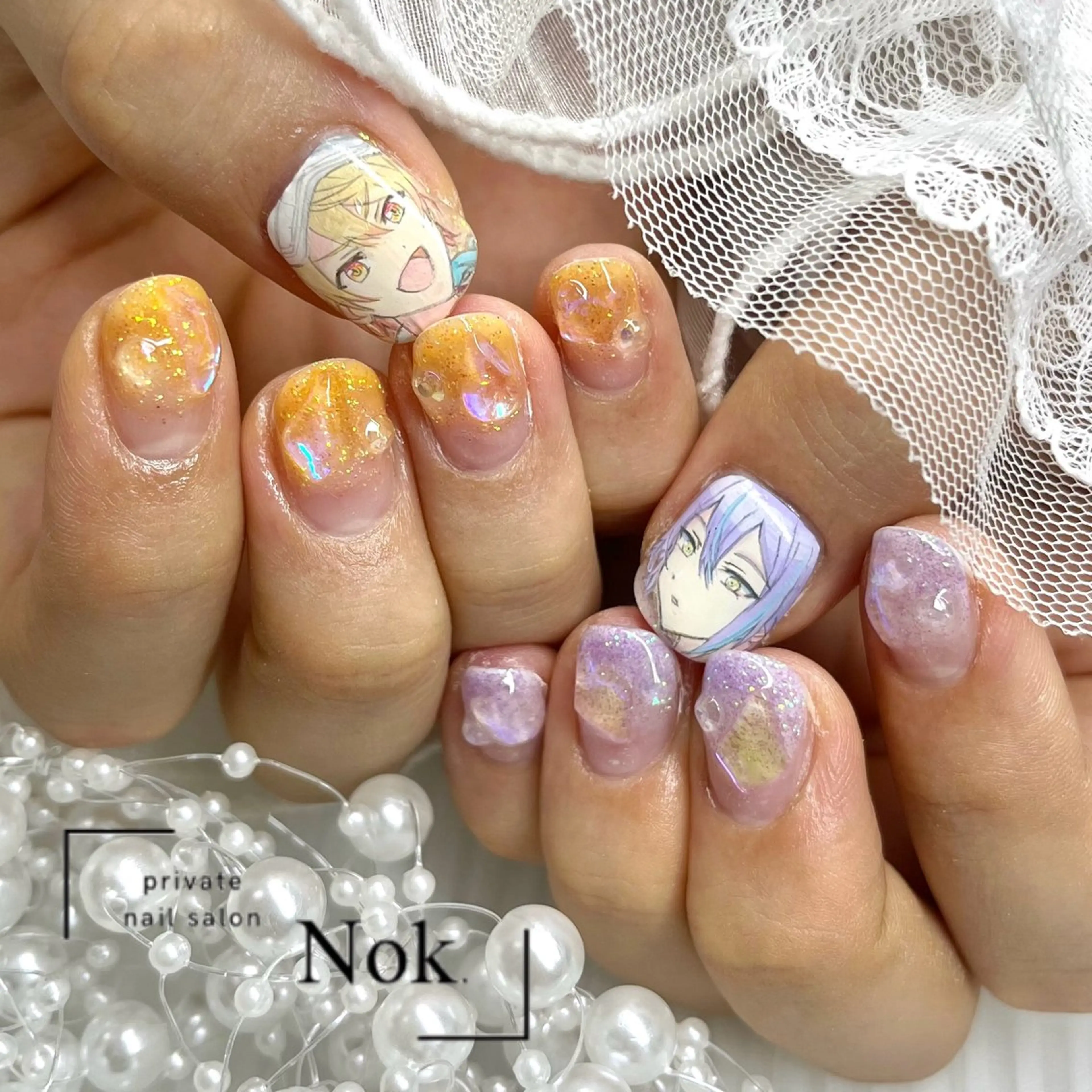 ネイル 氷ネイル・うるうるネイル ストーンネイル ハンドネイル 池袋痛ネイル Nok. 渡辺のネイルデザイン