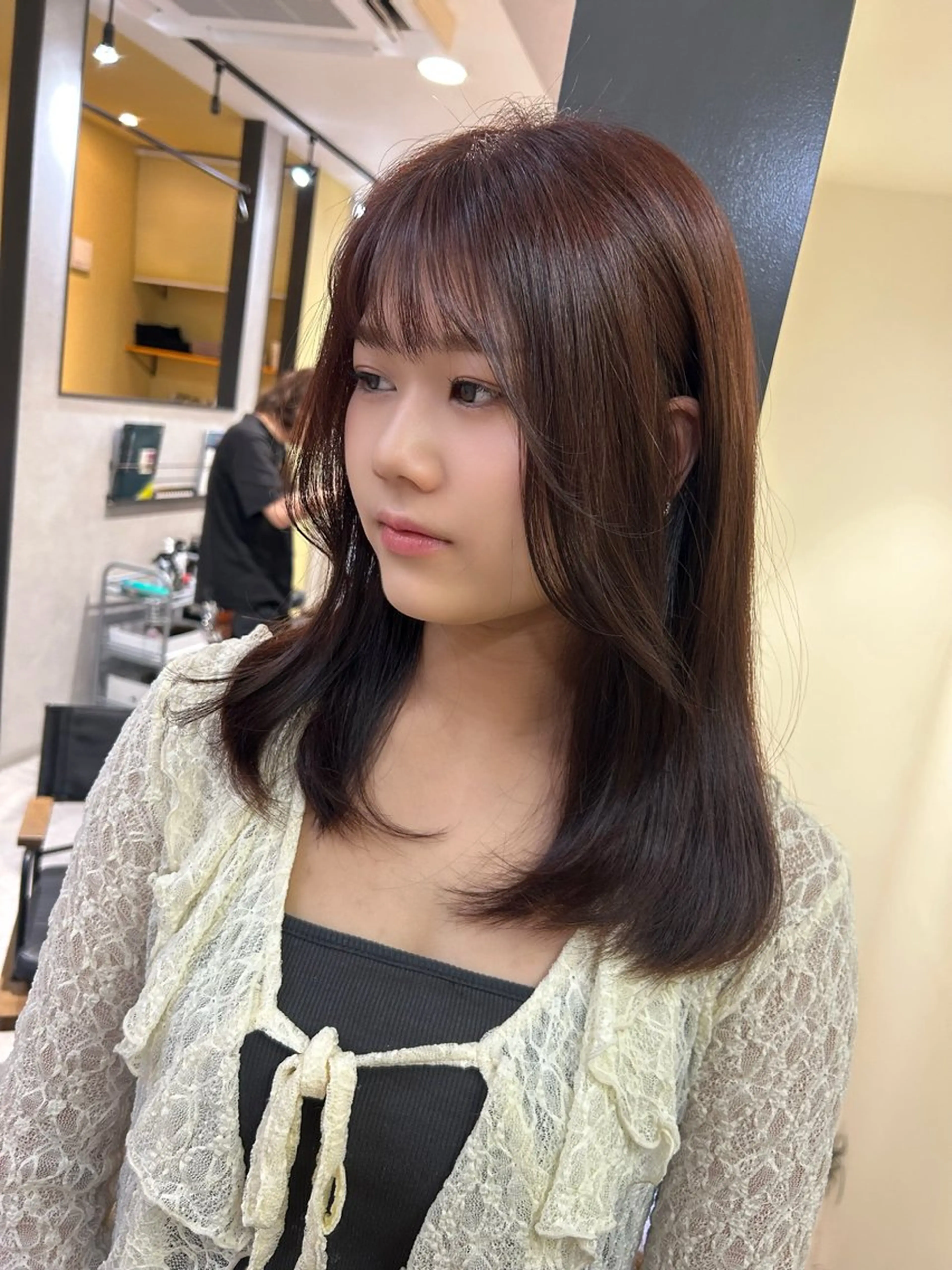 ロング カラー ブラウンカラー レッドカラー レッドブラウン カット ヘアカラー トリートメント hub hair レイヤー/透明感のヘアスタイル