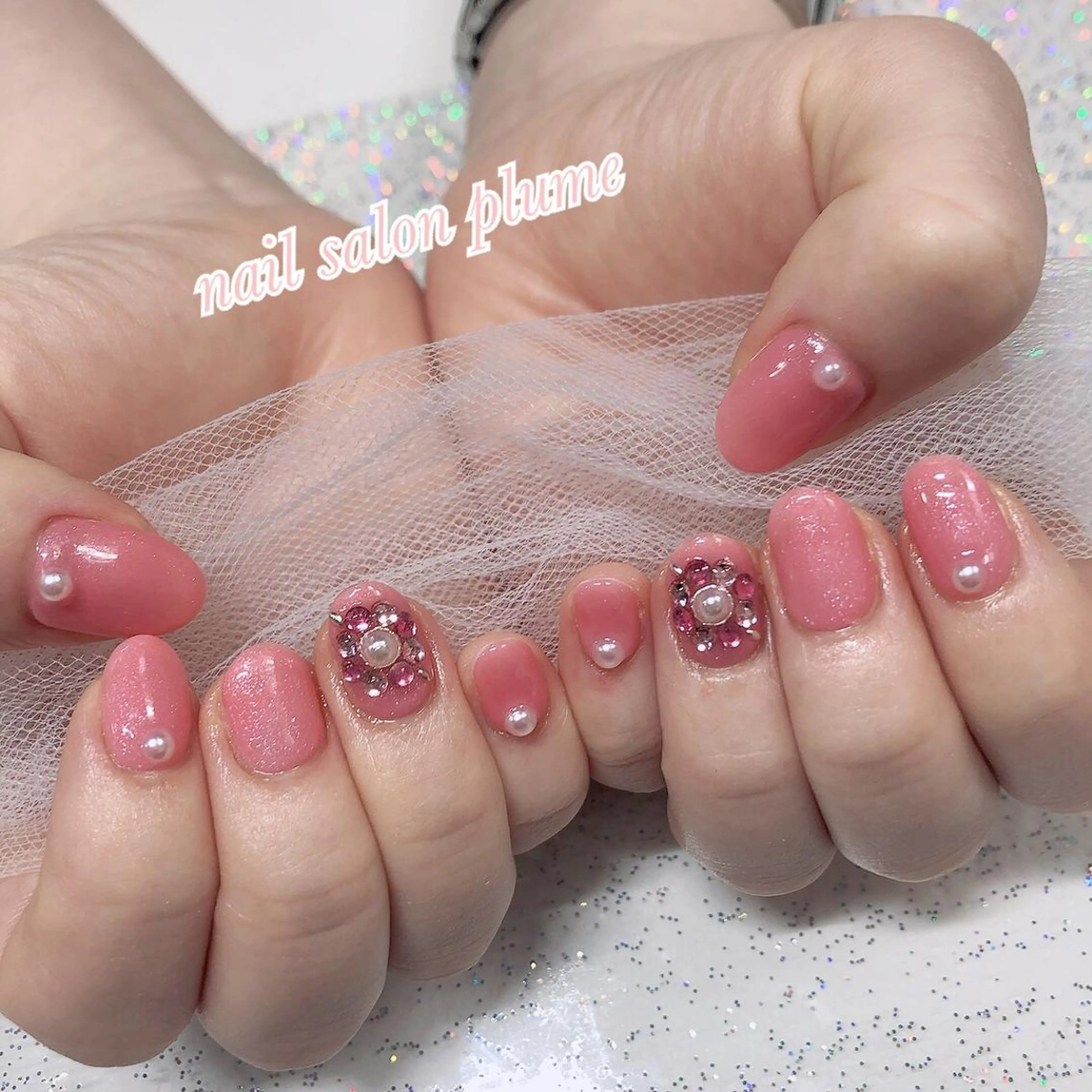 ネイル アートネイル オーロラネイル フラワーネイル ハート キラキラネイル plume nail ☆韓国ネイルのネイルデザイン