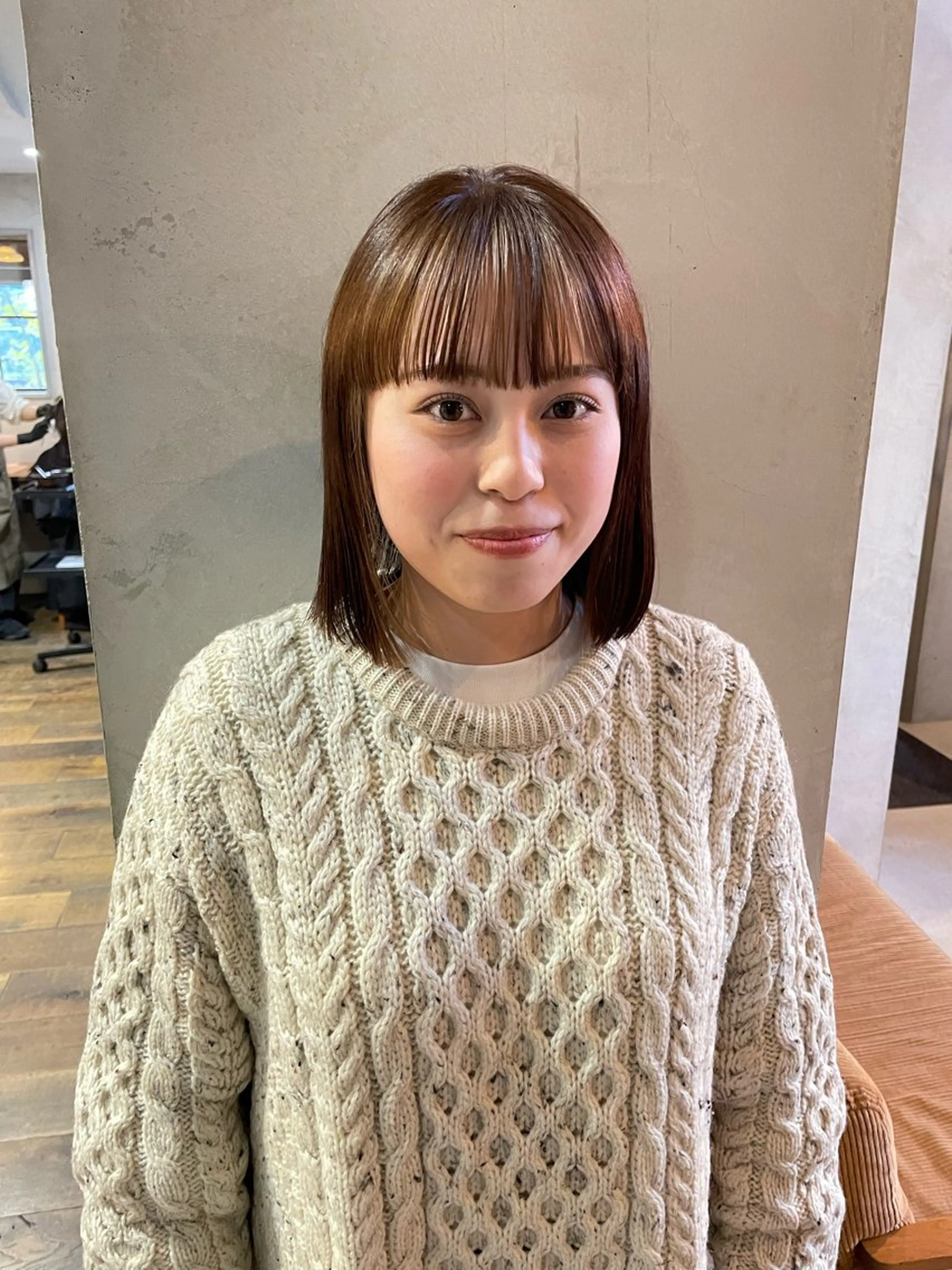 ミディアム カラー カット ヘアカラー 縮毛矯正 石田 まいやのヘアスタイル