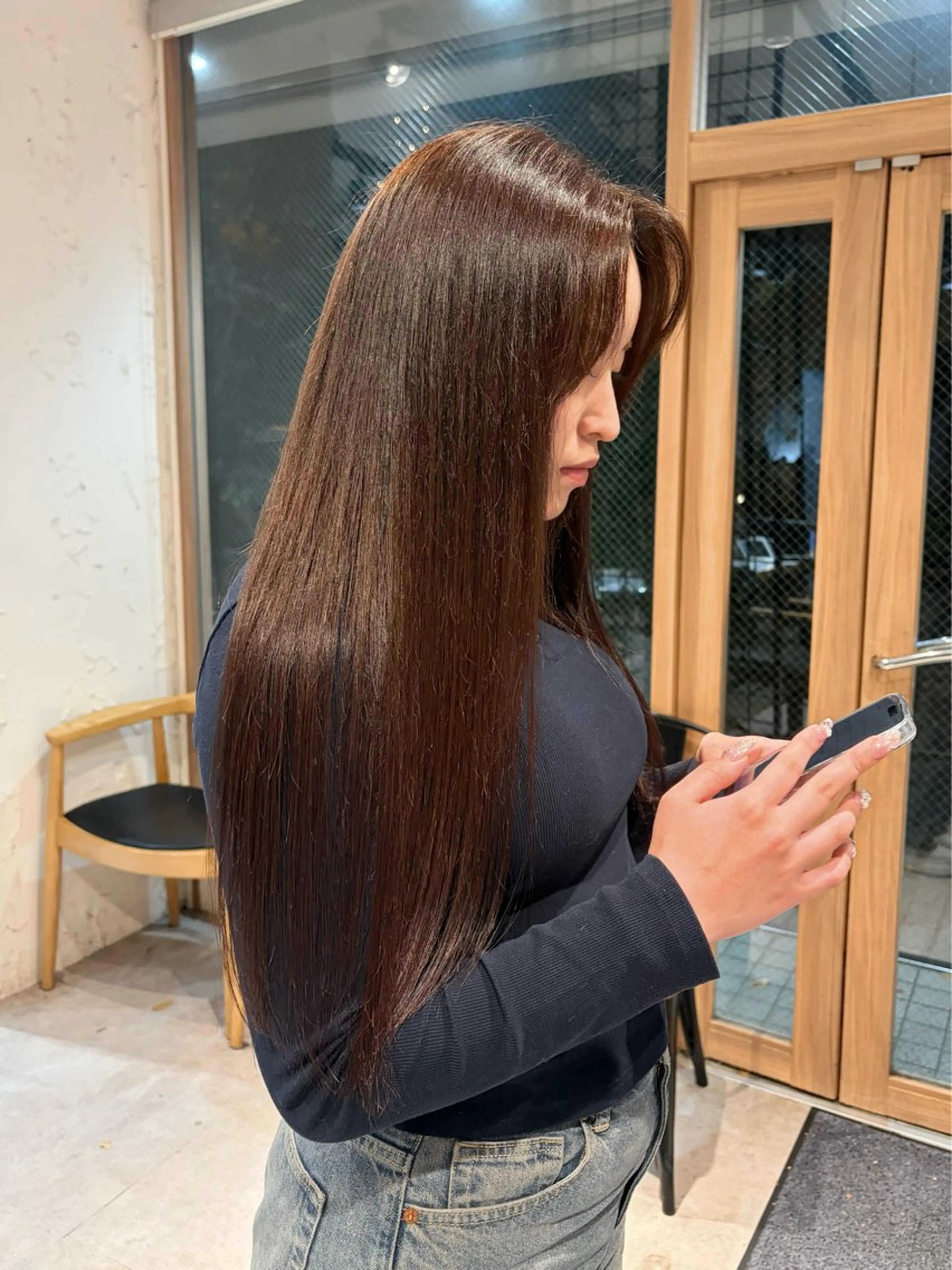 ロング カラー カット ヘアカラー レイヤー/手書きネイ ルCOCORO 🎀のネイルデザイン