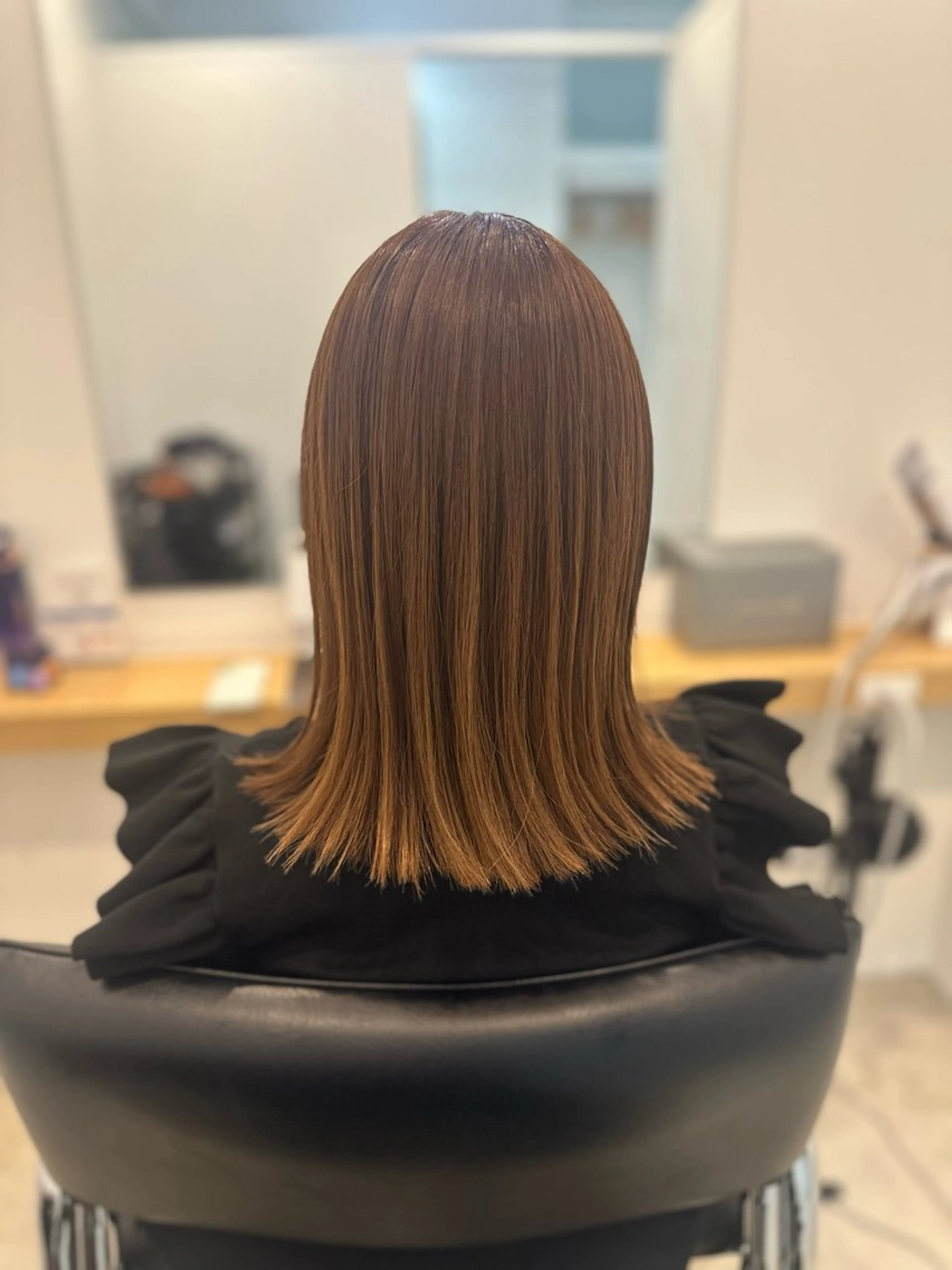 ミディアム カラー ボブ カット ヘアカラー 縮毛矯正 トリートメント uhiyama shotarouのヘアスタイル