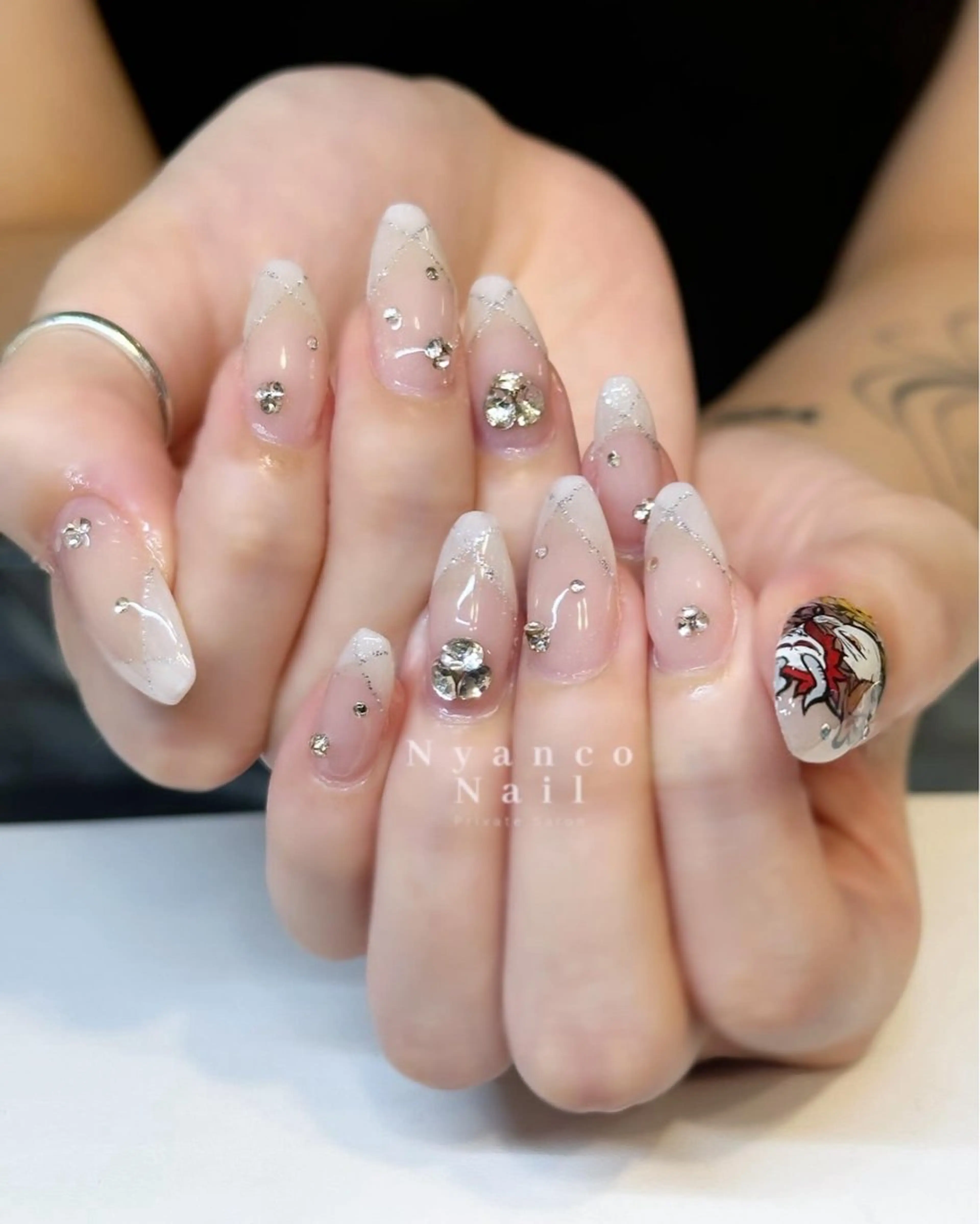 ネイル フレンチネイル ジェルネイル 春ネイル ワンホンネイル Nyanco Nailのネイルデザイン