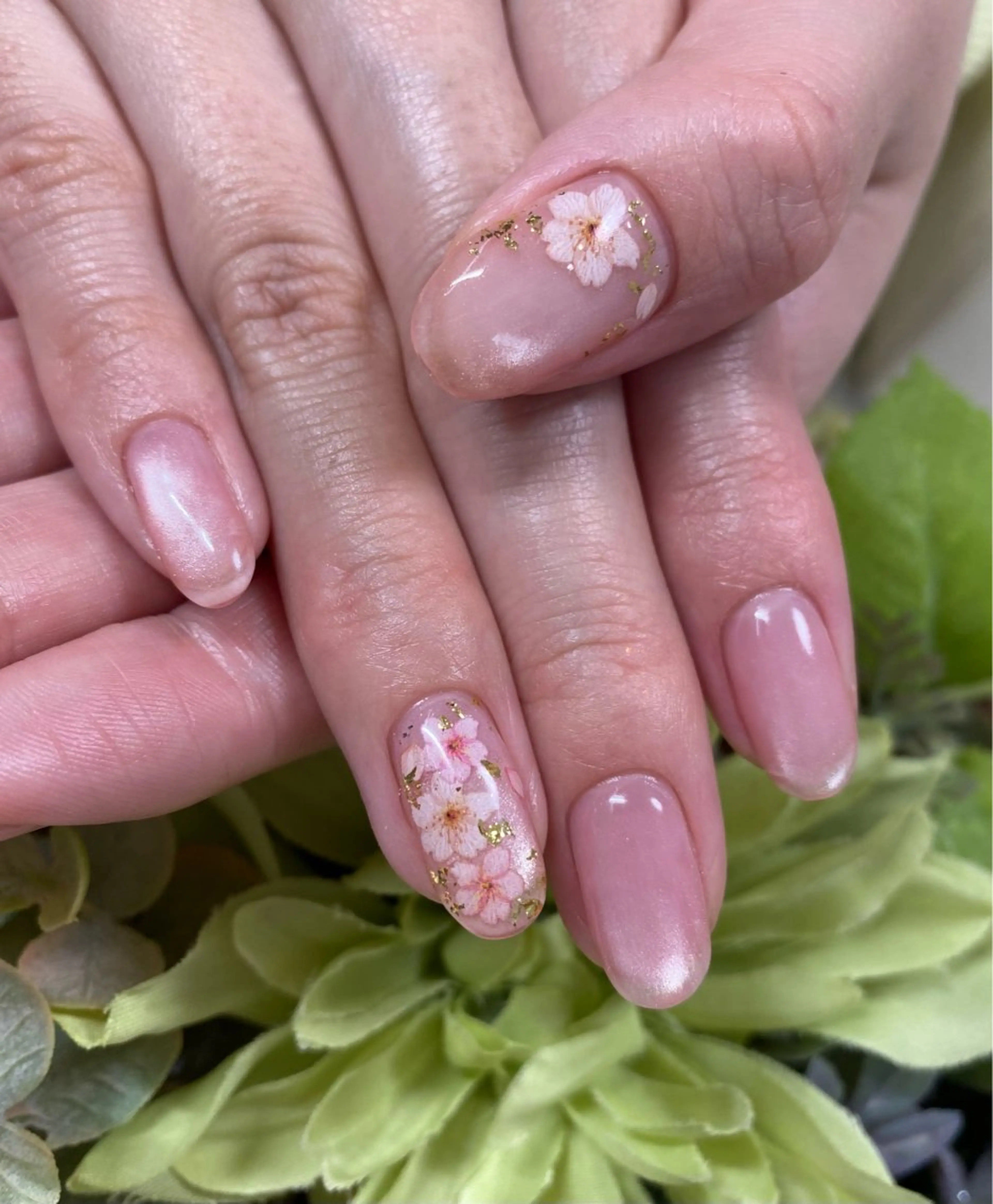 ネイル 桜ネイル ジェルネイル マグネットネイル 春ネイル ハンドネイル Glanz  Nail aのネイルデザイン