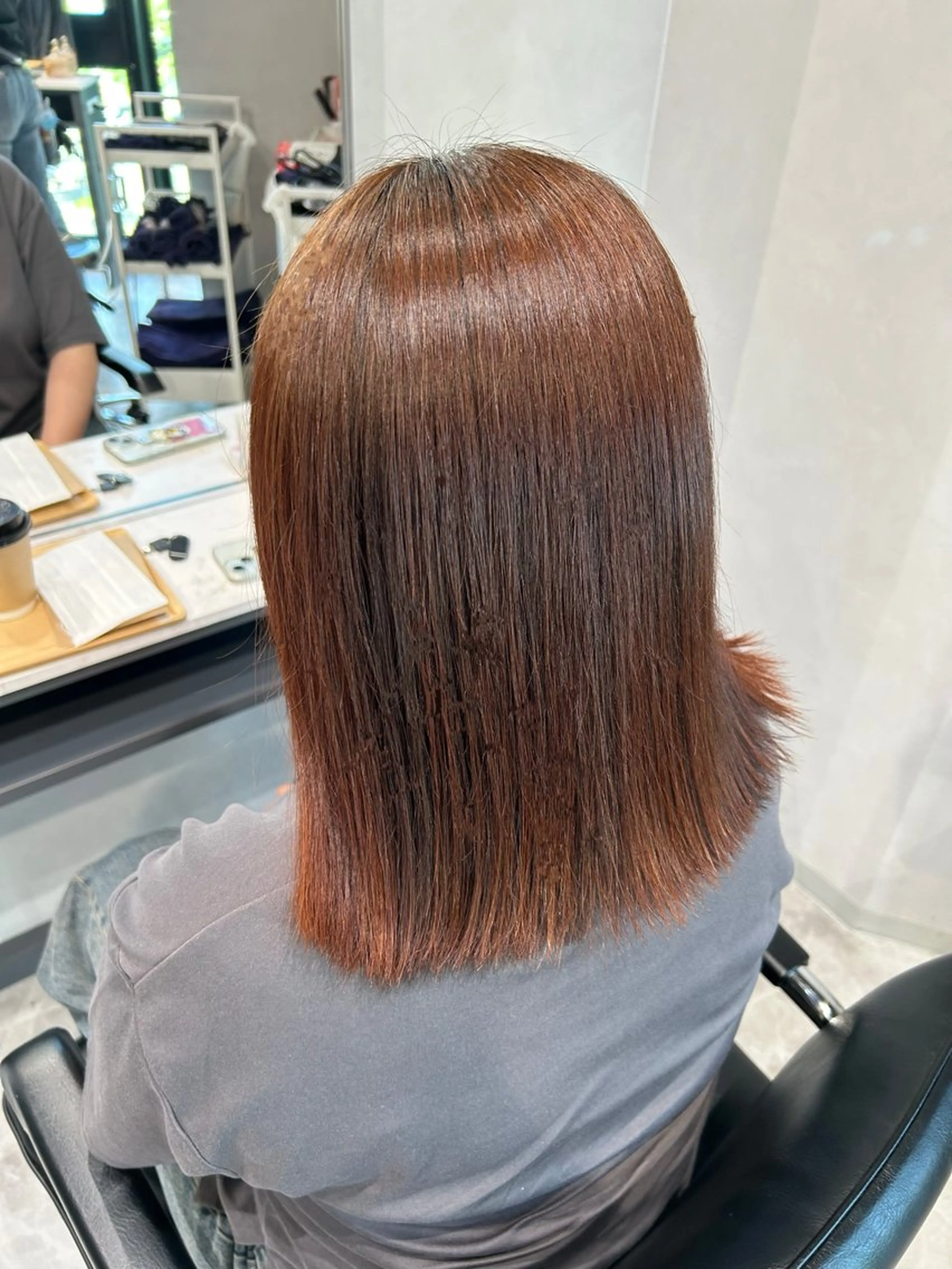 ミディアム 髪質改善 縮毛矯正 彩華 🎀 西梅田美容室のヘアスタイル