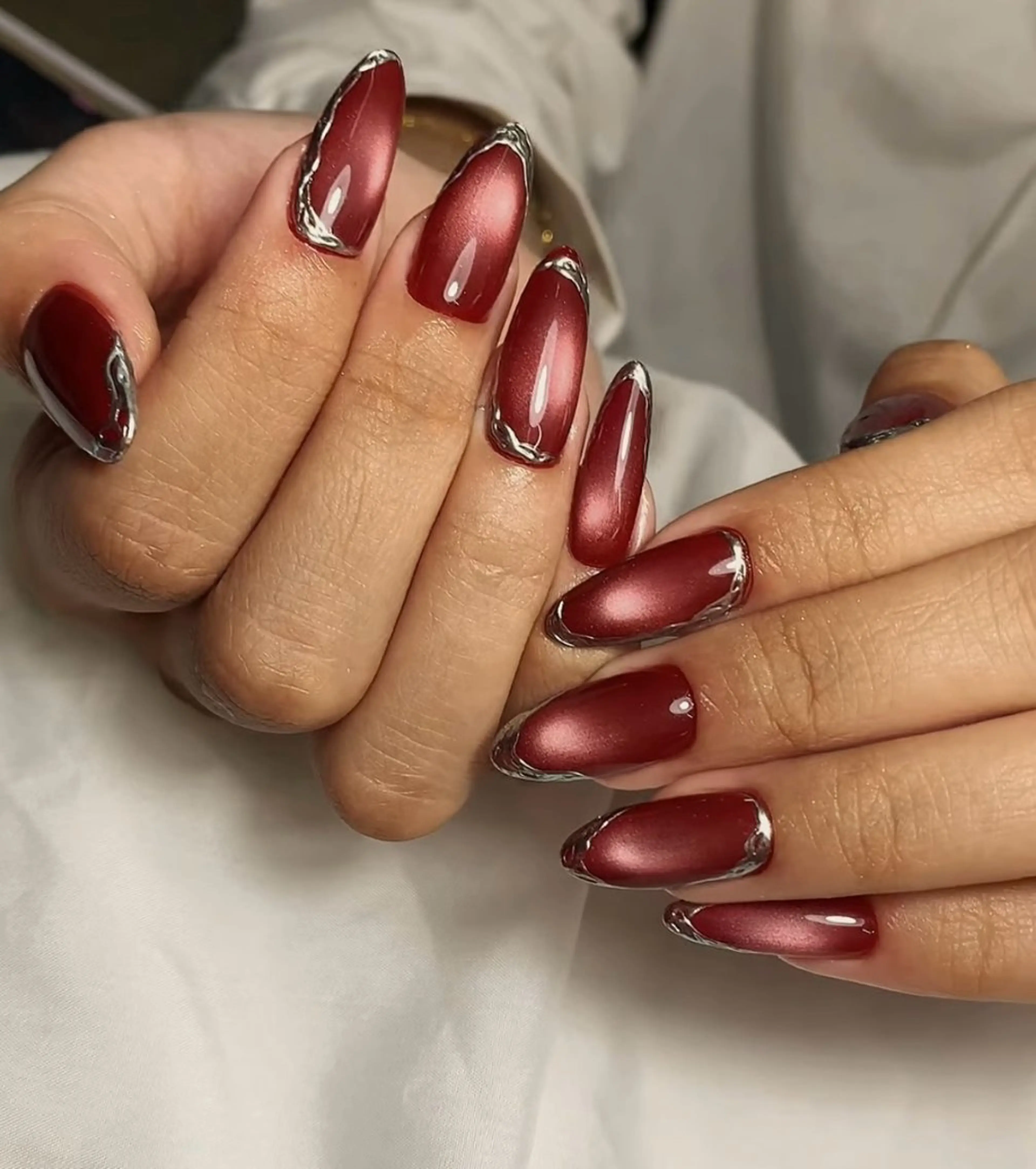 ネイル 長さ出し フレンチネイル ジェルネイル ガラスフレンチ 韓国ネイル ハンドネイル Minette nail所属・Minette nailHuongのネイルデザイン