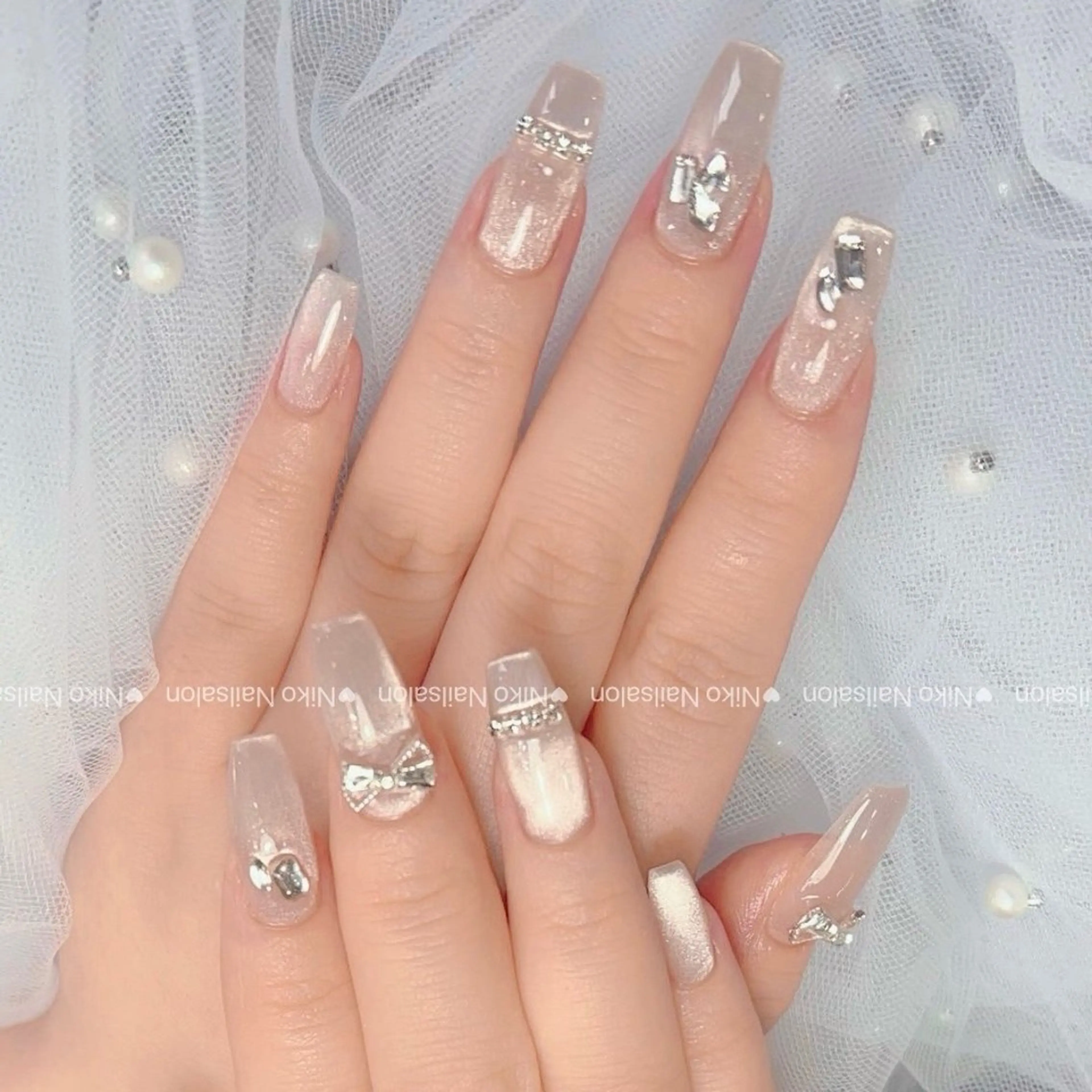 ネイル チークネイル 長さ出し フットネイル フレンチネイル ジェルネイル ハンドネイル Niko Nail salon 銀座本店のネイルデザイン