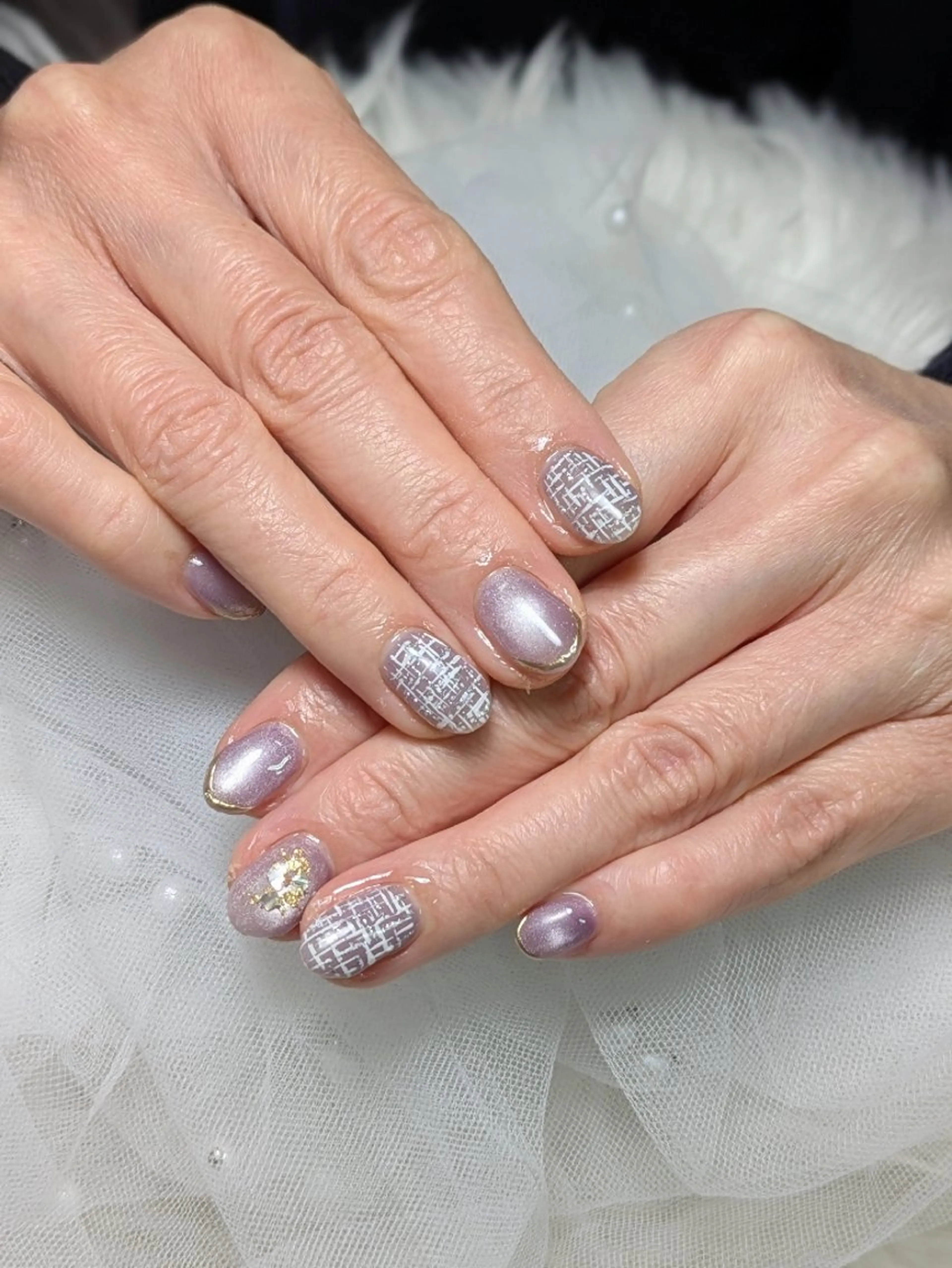 ネイル 春ネイル ツイードネイル ハンドネイル m&pPrivate nailsalonのネイルデザイン