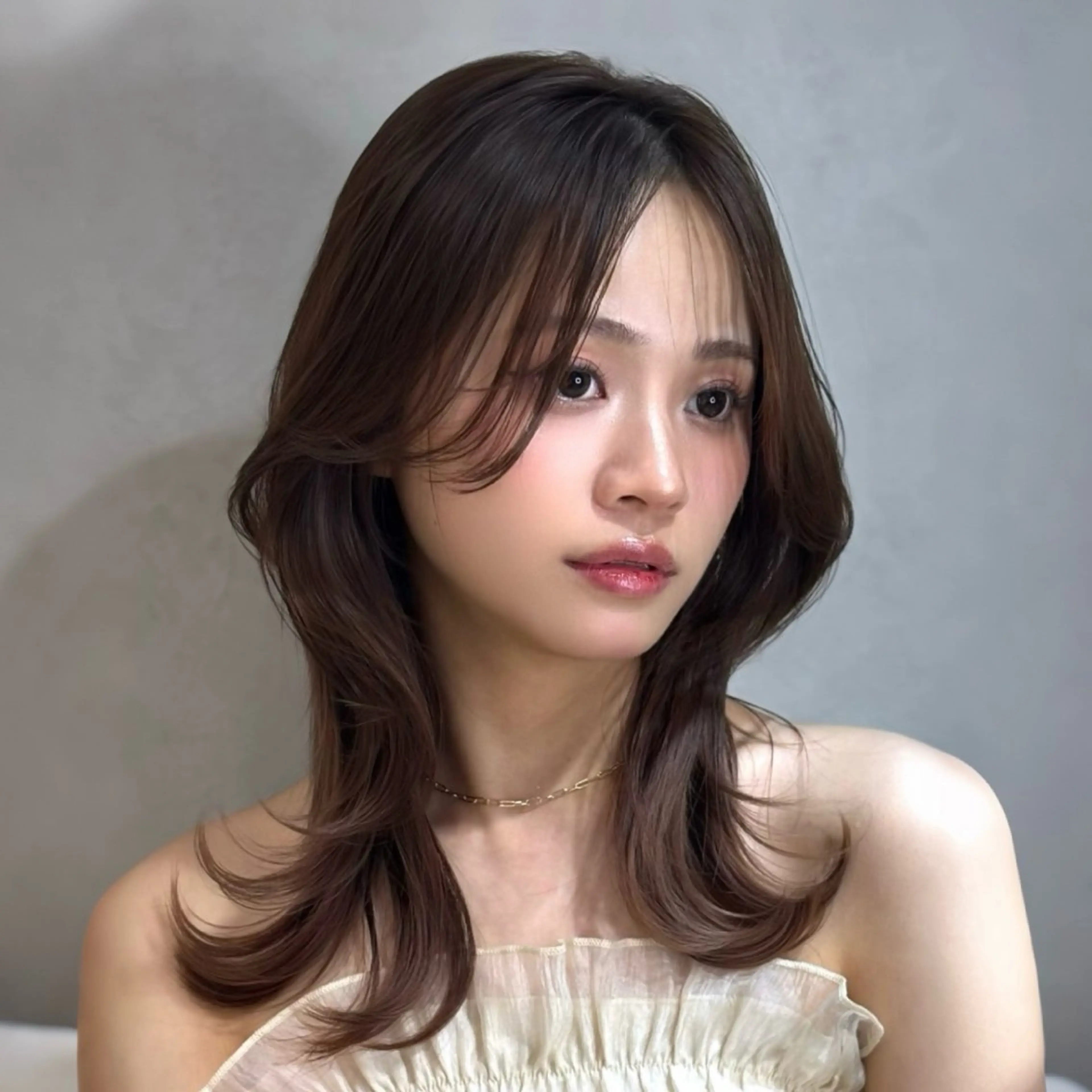 ミディアム カラー カット ヘアカラー トリートメント 銀座/韓国レイヤー髪 質改善/RYUのヘアスタイル