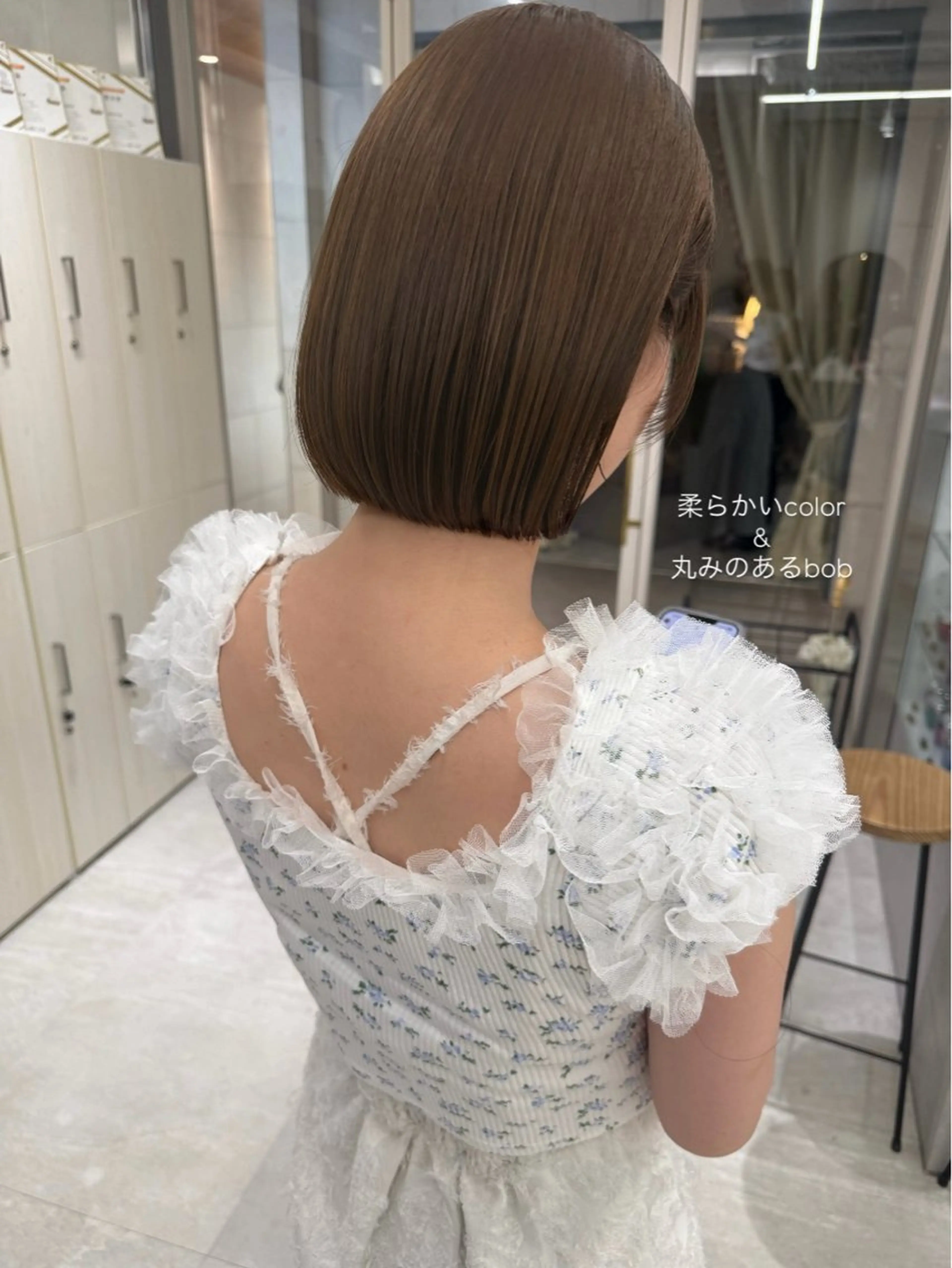 ショート ボブ カット ヘアカラー トリートメント 梅田 髪質改善 顔周わり 艶感カラーのヘアスタイル