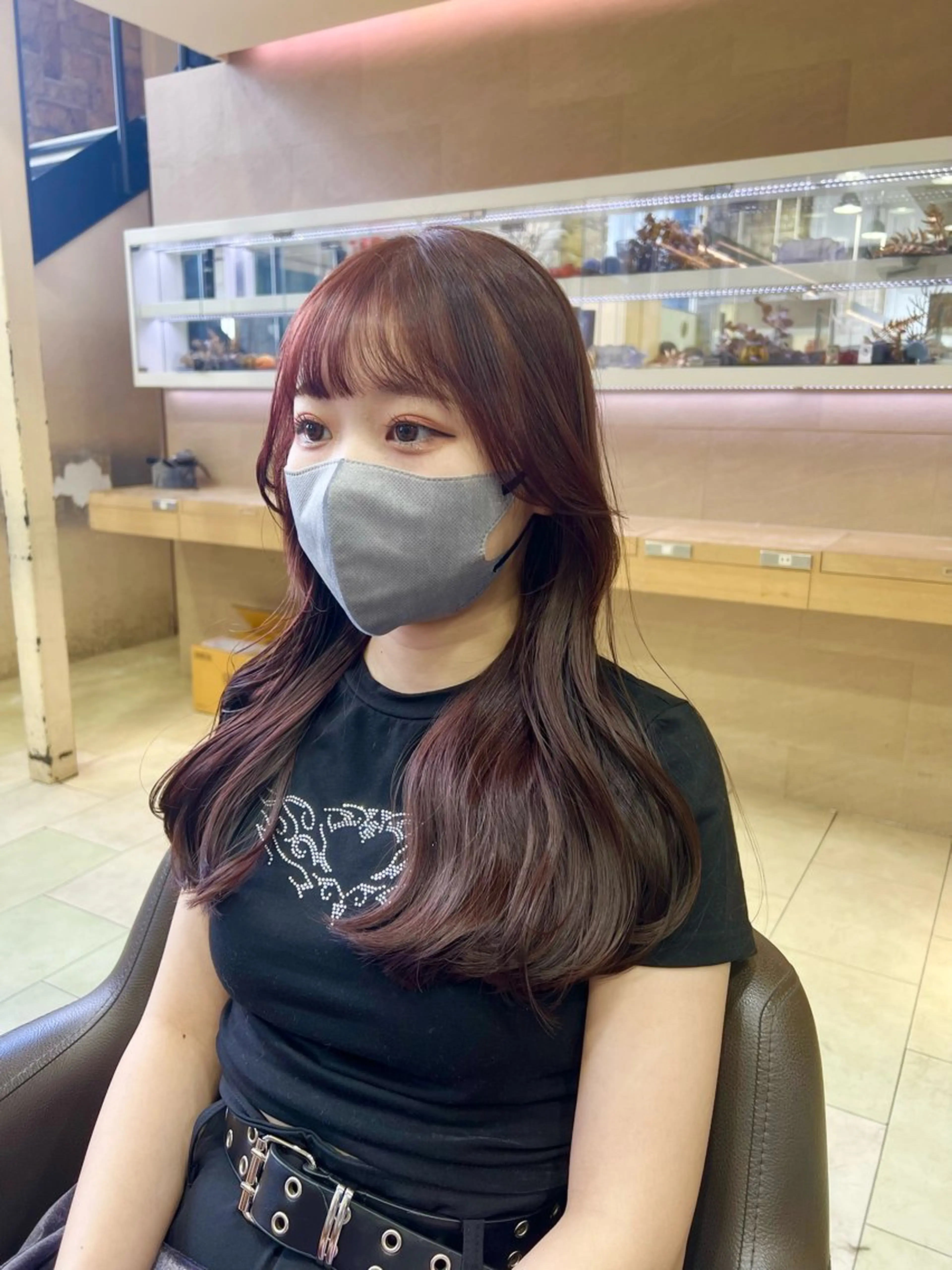 セミロング カラー ヘアアレンジ ヘアカラー ダウンパーマ🇰🇷 毛流れパーマ【かな】のヘアスタイル