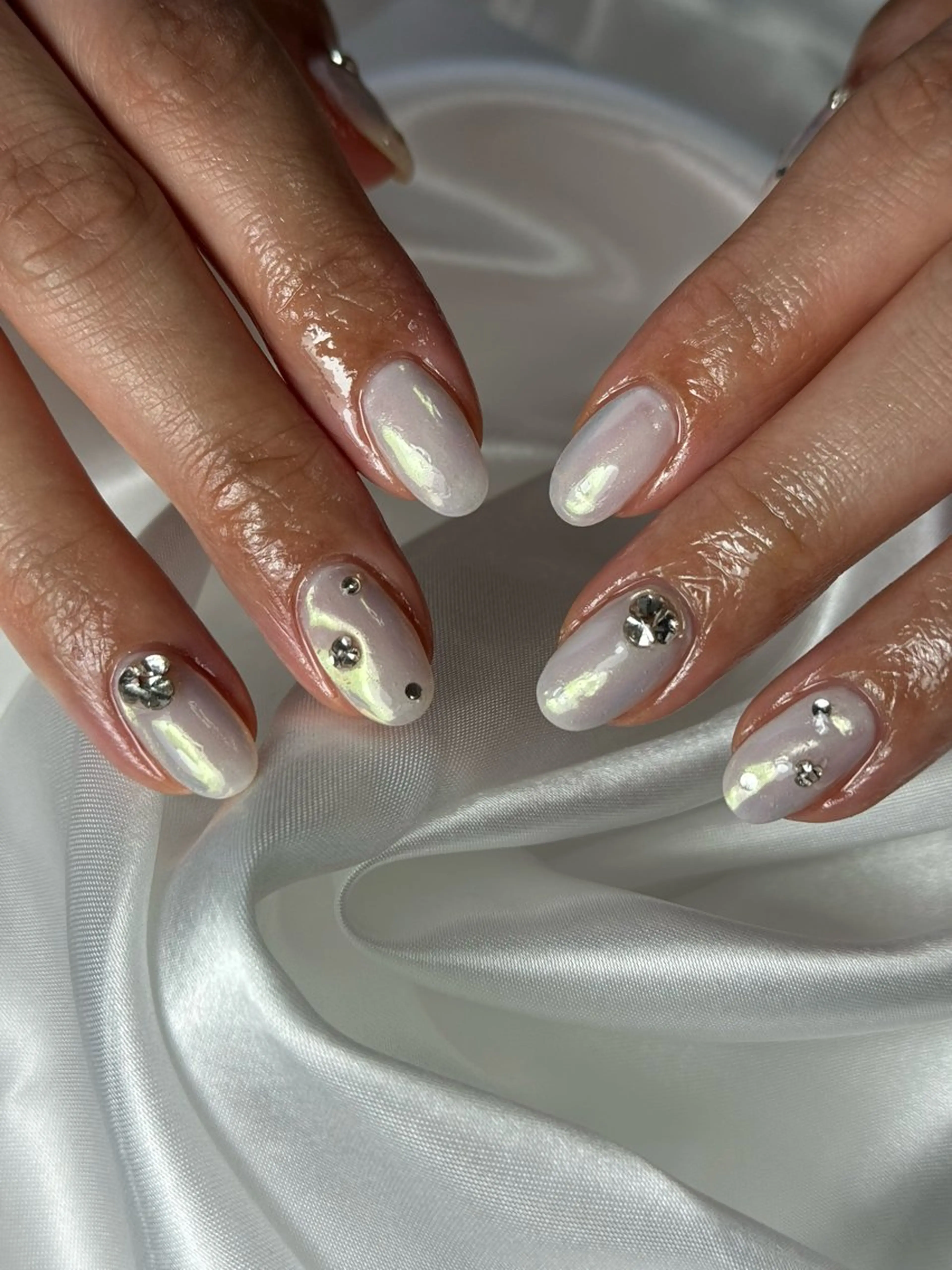ネイル ジェルネイル ミラーネイル 持ち込み パラジェル 春ネイル ハンドネイル flowers nailのネイルデザイン