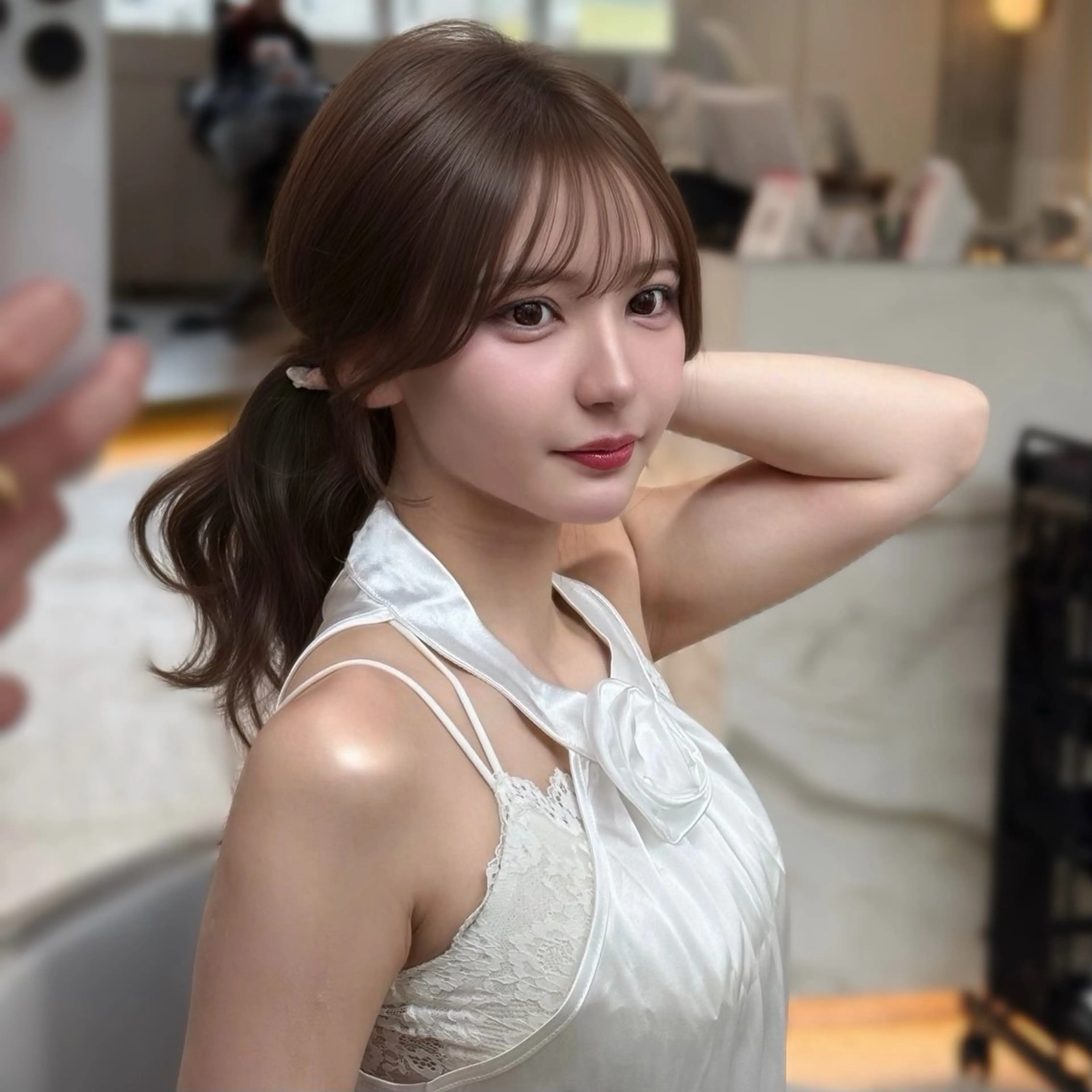 ミディアム カラー 顔周りカット 韓国風ヘア レイヤーカット カット ヘアカラー トリートメント 新宿/韓国風レイヤー 髪質改善/渋谷直樹のヘアスタイル