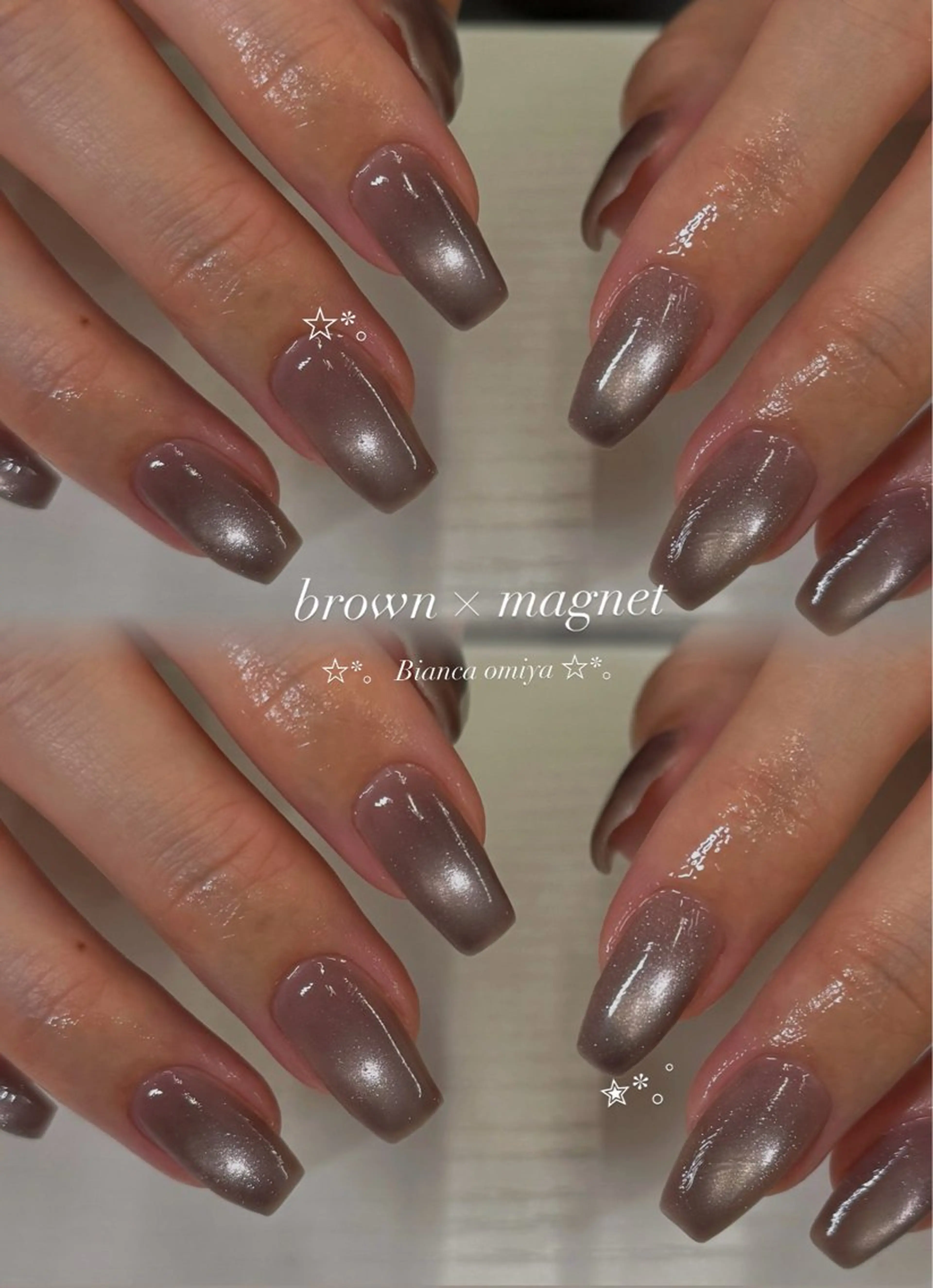ネイル ジェルネイル マグネットネイル パラジェル 冬ネイル ハンドネイル Bianca 清原 陽菜果.°ʚ🎀ɞ°のネイルデザイン